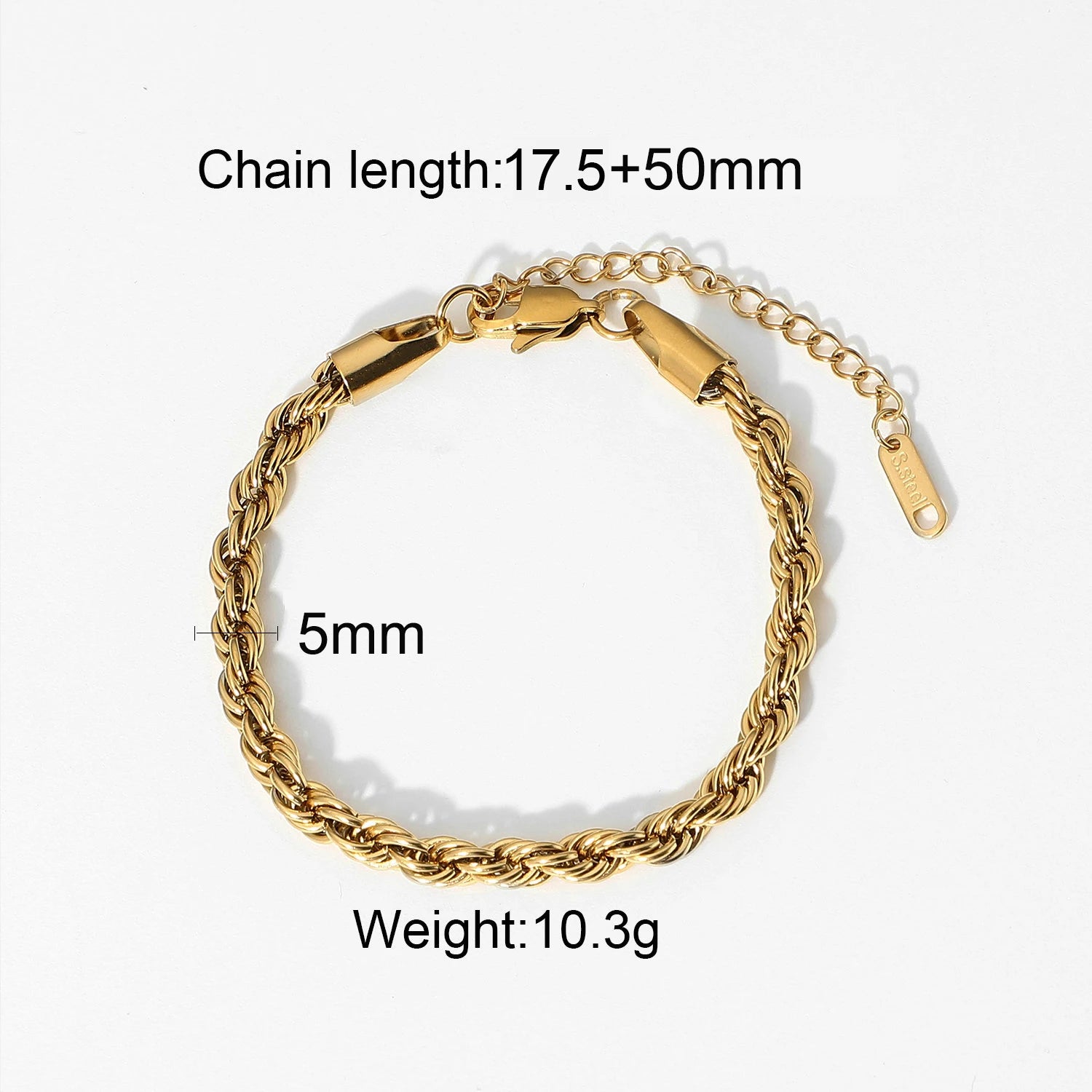 Uworld 18K Gold Color Stainless Steel Simple Gold Rope Chain Bracelet Stacking Figaro Heavy Metal Texture Women браслеты женские
