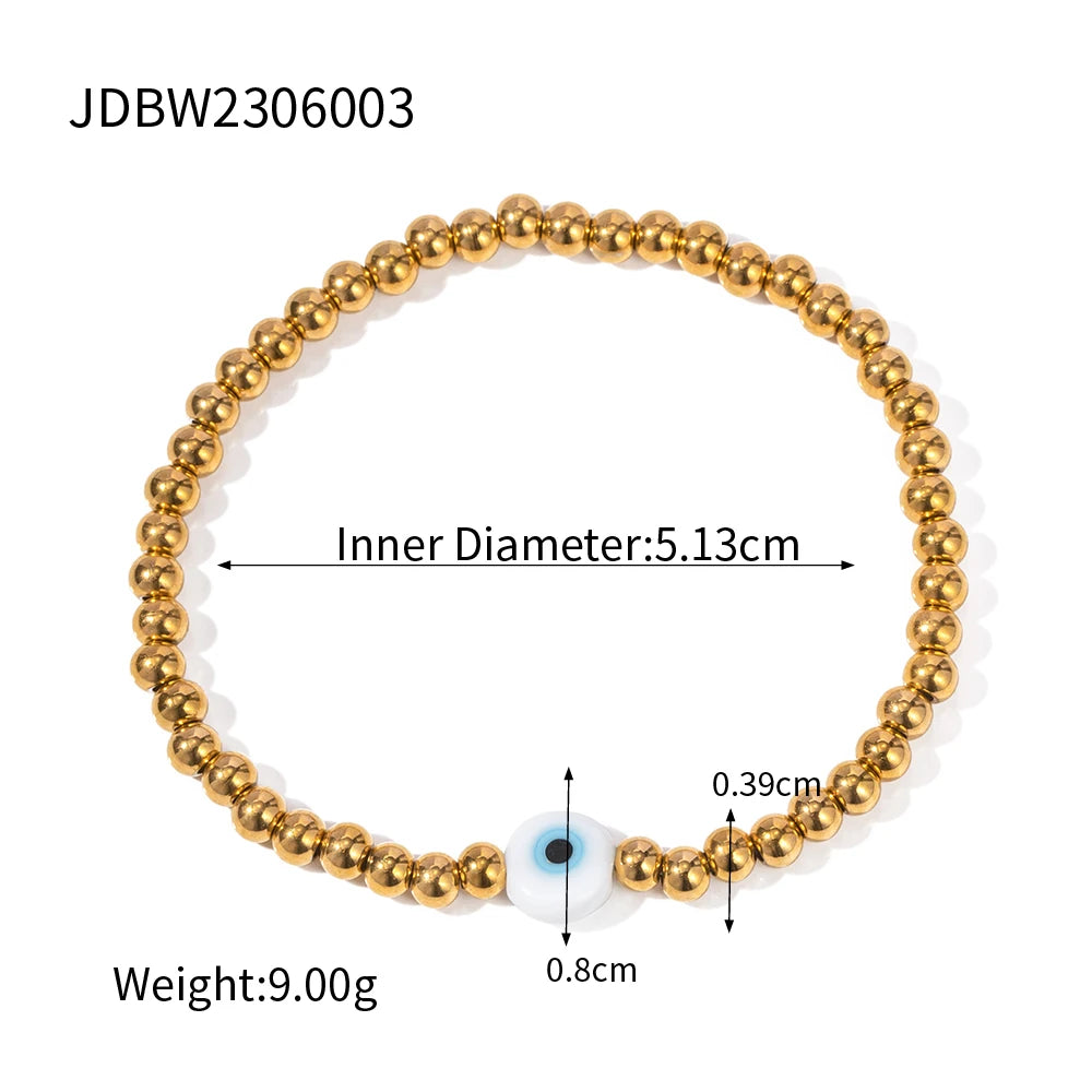 Uworld Stainless Steel 18K Gold Plated Silver Beaded Ball Bracelets Waterproof Jewelry for Women Fashion Everyday wear Jewelry