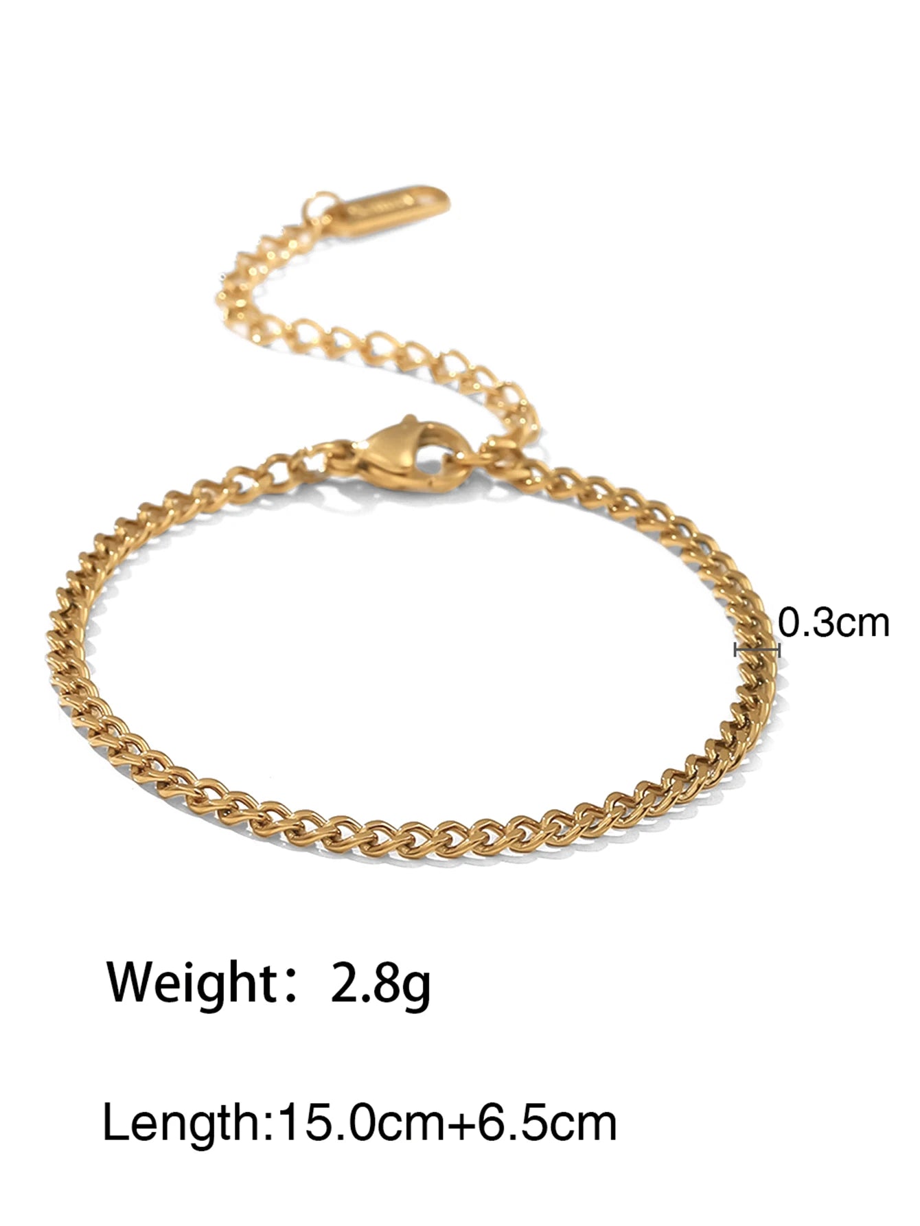 Uworld 18K Gold Color Stainless Steel Simple Gold Rope Chain Bracelet Stacking Figaro Heavy Metal Texture Women браслеты женские