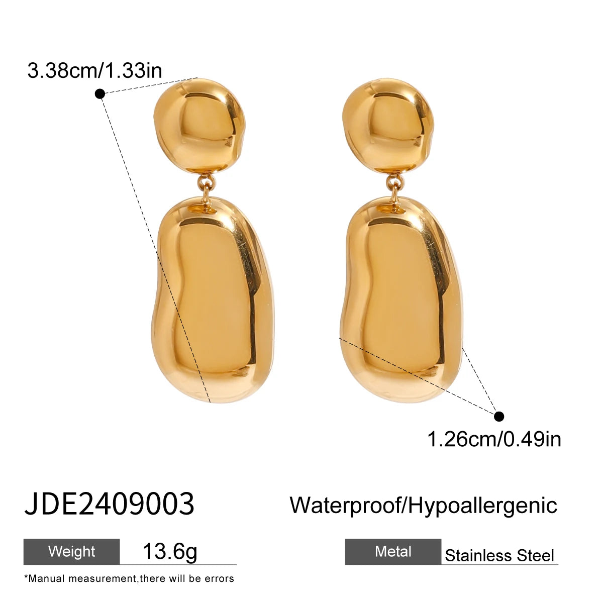 Uworld Fashion Water Drop Pendant Earrings Medium Teardrop Ear studies Dome Earrings Oval Women's Accessories Gift for Her