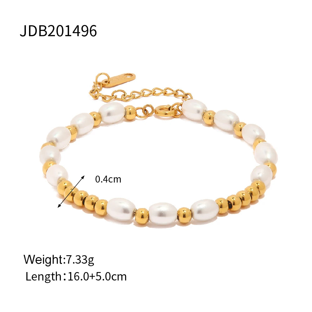 Uworld Stainless Steel 18K Gold Plated Silver Beaded Ball Bracelets Waterproof Jewelry for Women Fashion Everyday wear Jewelry