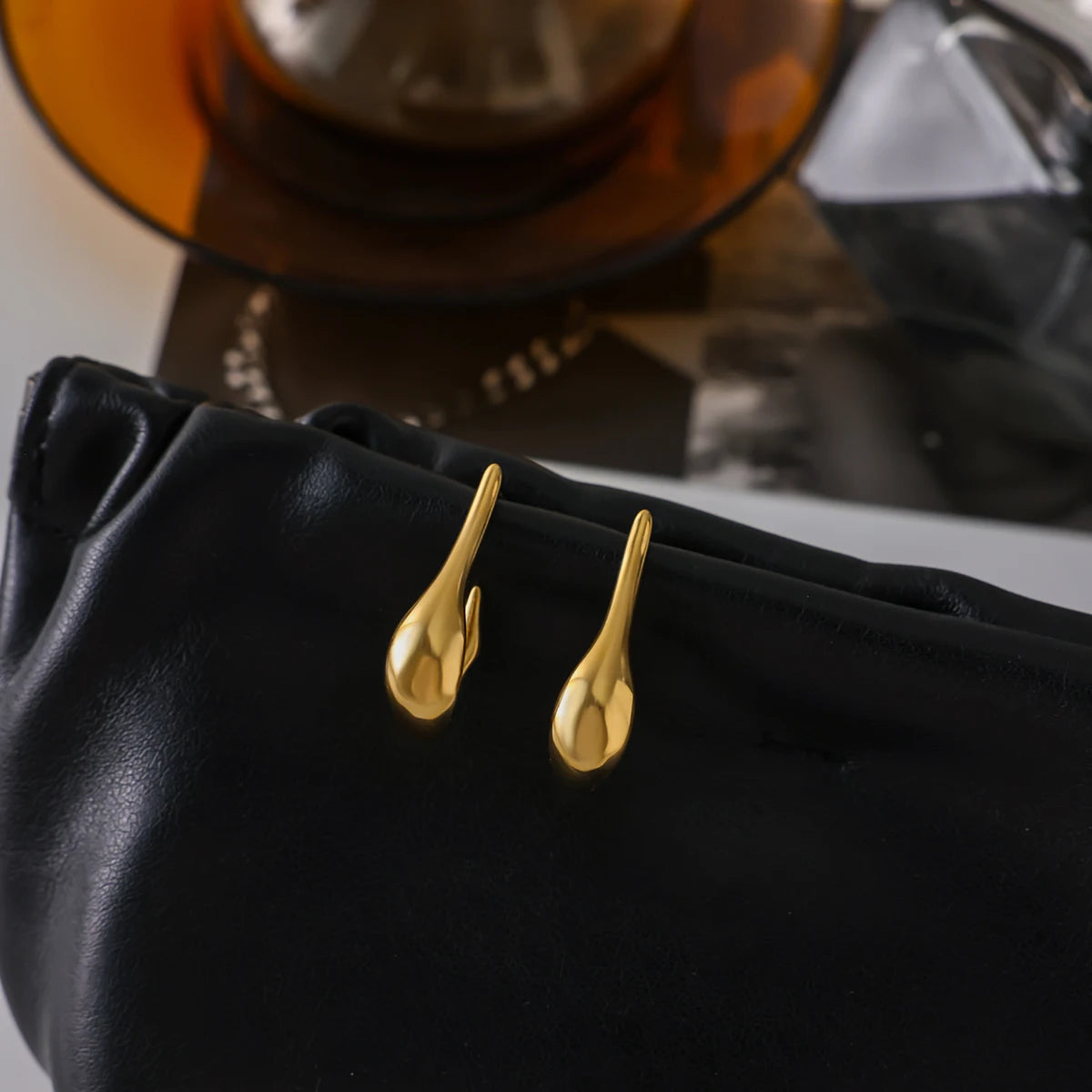 Uworld Simple Classic 18K Gold Color Plated Stainless Steel Smooth U-shaped C-Ring Earrings Women's Accessories Party Gift