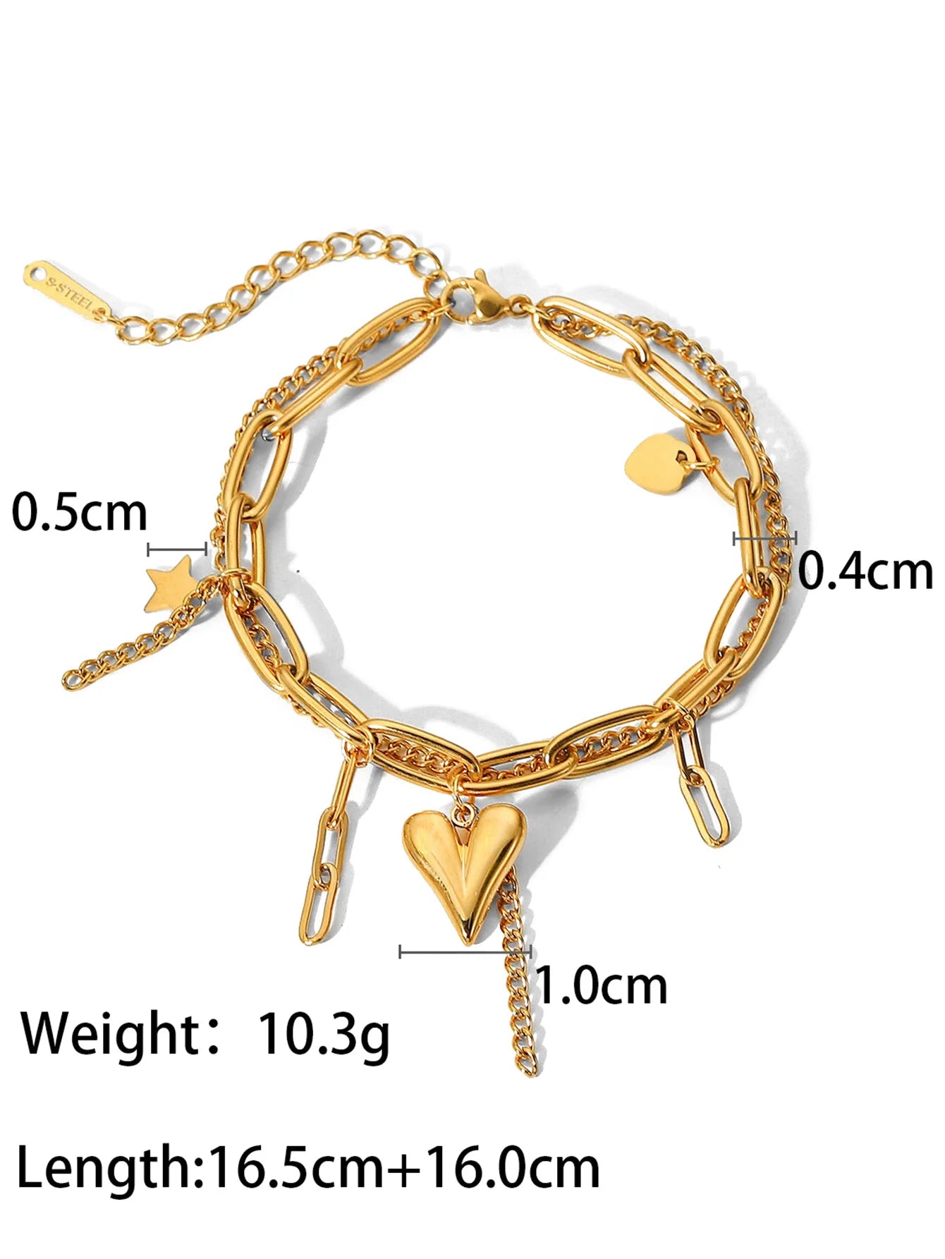 Uworld 18K Gold Color Stainless Steel Simple Gold Rope Chain Bracelet Stacking Figaro Heavy Metal Texture Women браслеты женские