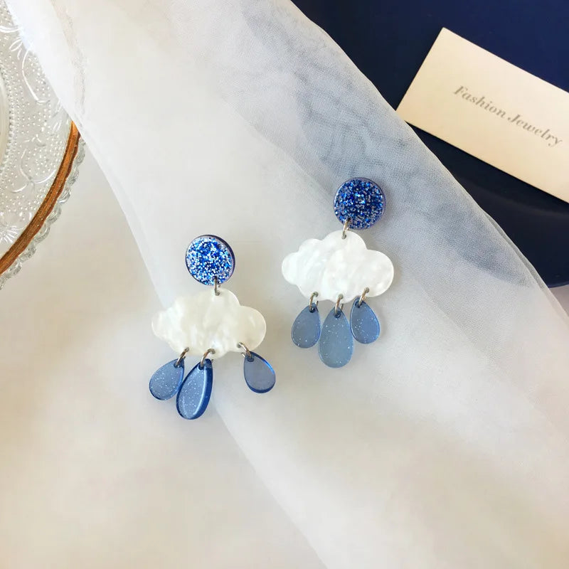 Korean Style Trend Earrings Creative Retro Cloud Lightning Asymmetric Dangle Earring Girl Wedding Party Sweet Jewelry Gifts
