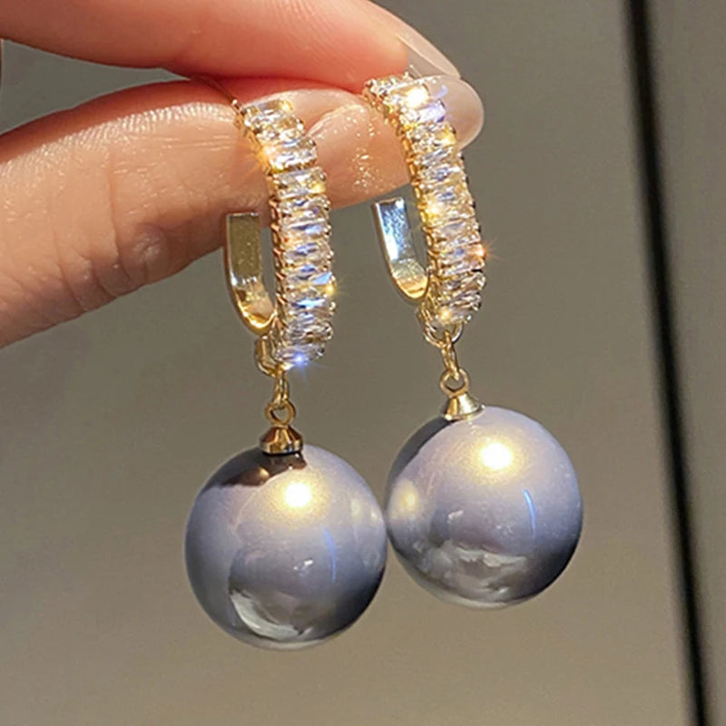 Vintage Rhinestone Heartbeat Earrings Crystal Moon Planet Pearl Zircon Earring Girls Party Birthday Gift Temperament Jewelry