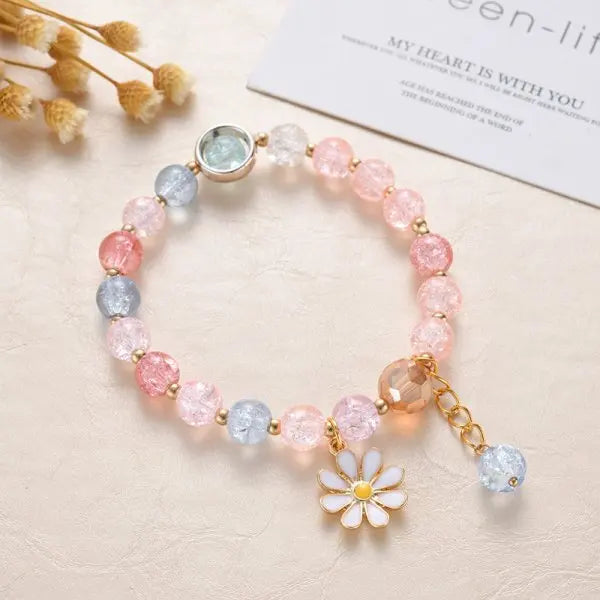 Fashion Sweet Daisy Flower Bracelets Personality Minimalist Flowers Pearl Bracelet Women Party Banquet Statement Jewelry Gift