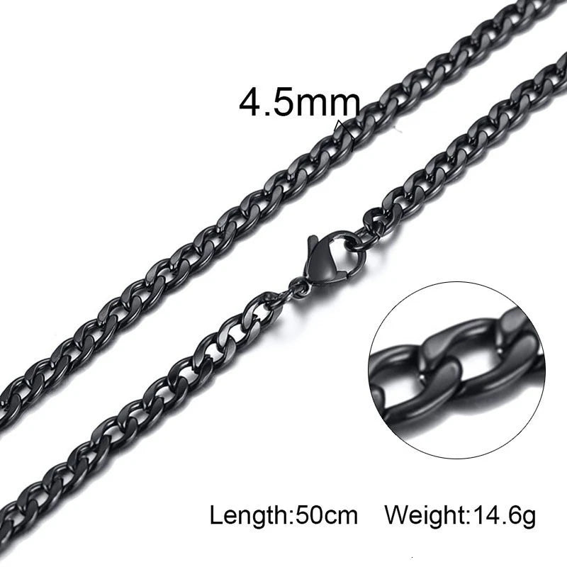 Solid Necklace Curb Chains Link Men Choker Stainless Steel Male Female Accessories Fashion