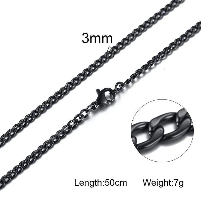 Solid Necklace Curb Chains Link Men Choker Stainless Steel Male Female Accessories Fashion