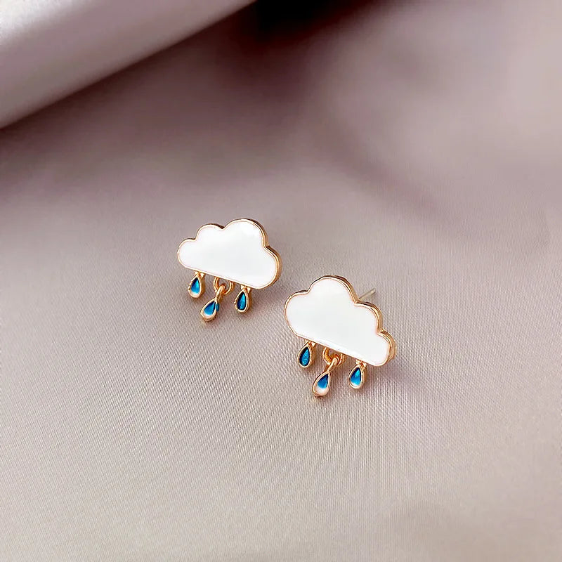 Korean Style Trend Earrings Creative Retro Cloud Lightning Asymmetric Dangle Earring Girl Wedding Party Sweet Jewelry Gifts