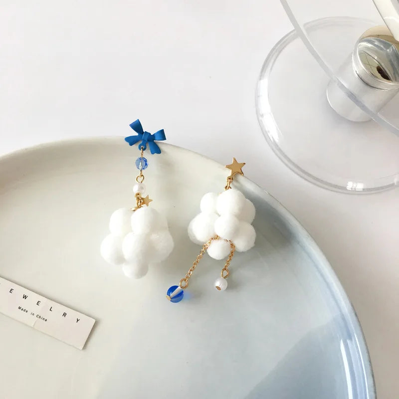 Korean Style Trend Earrings Creative Retro Cloud Lightning Asymmetric Dangle Earring Girl Wedding Party Sweet Jewelry Gifts