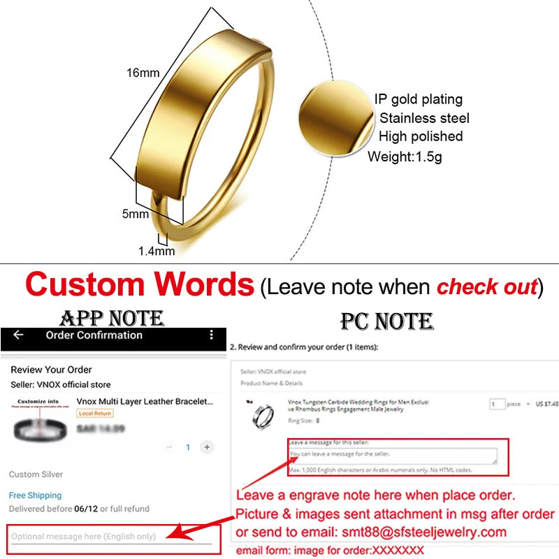 Minimalist Rectangle Signet Rings for Women, Personalized Name Stamp Band Gold Tone Stainless Steel Jewelry Custom Initial Gift