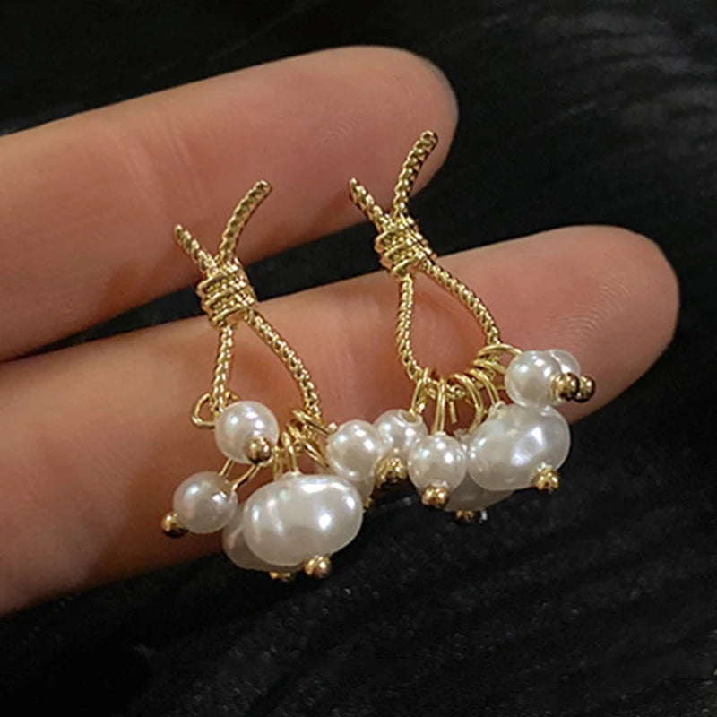 Elegant Zircon Crystal Dangel Earrings For Women Simulation Pearl Rhinestone Butterfly Drop Earring Wedding Party Jewelry Gifts
