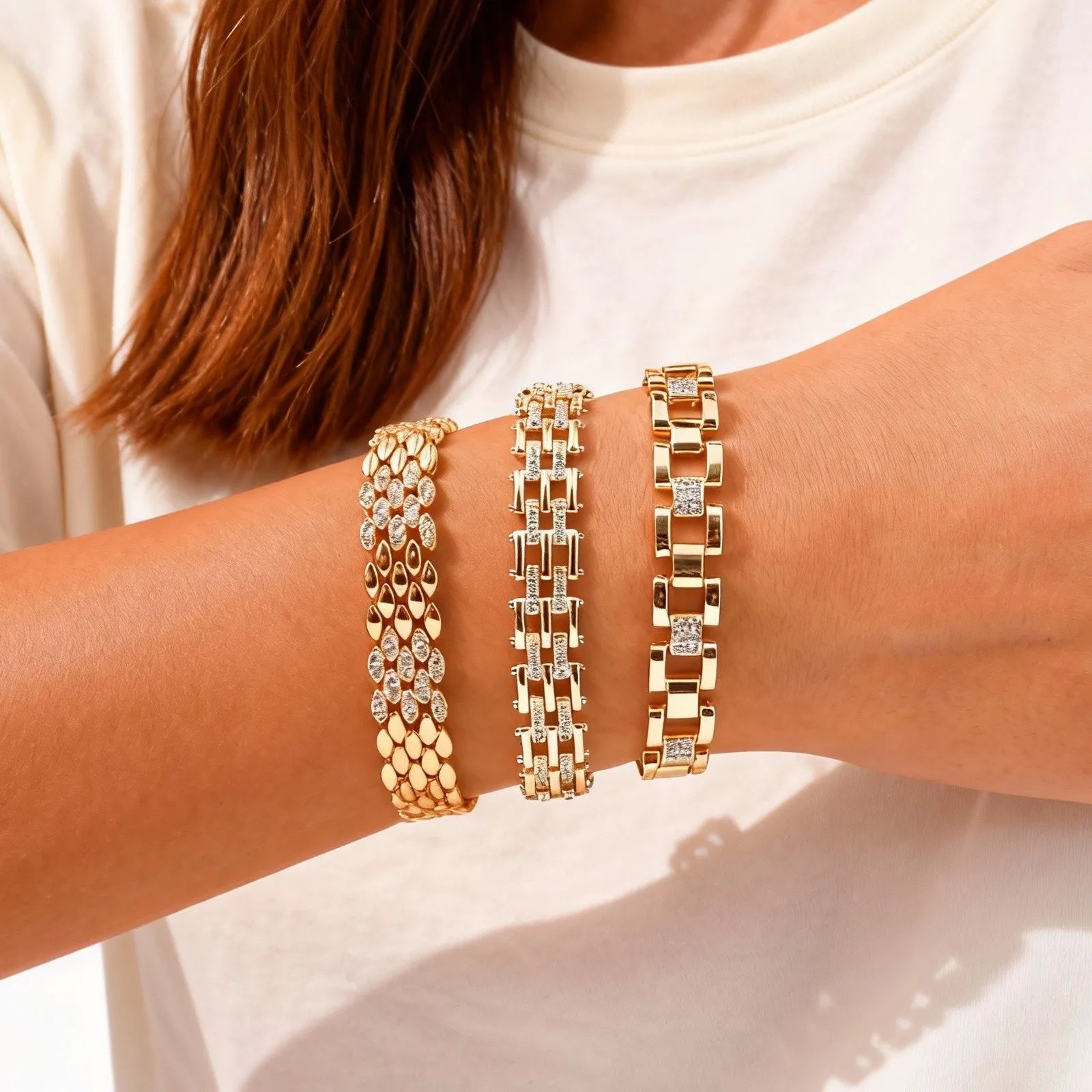 Luxurious Zircon Bracelet With for Women,High-Quality Gold Plated Teardrop-shaped Strap Chain Bracelets,Fashion Charm Jewelry