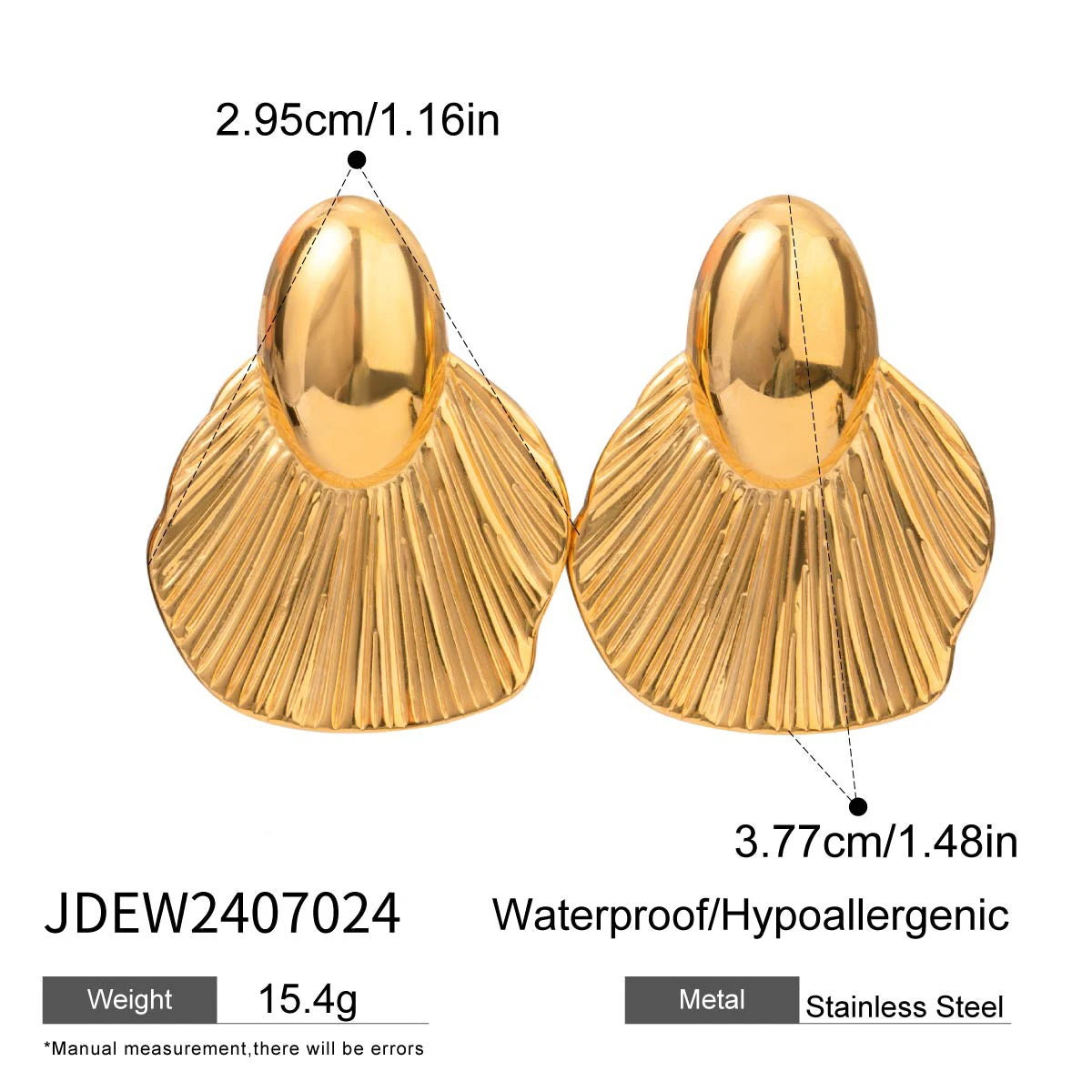 Uworld Ocean Vacation Style 18K Gold Color Plated Stainless Steel Waterproof Starfish Shell Ear Studs Pearl Conch Earrings Women