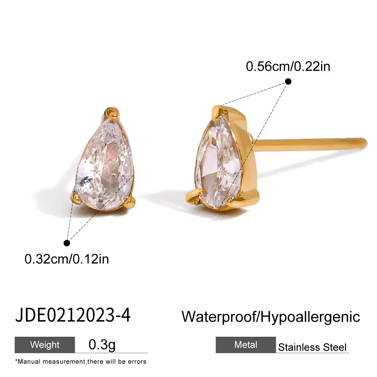 Uworld Classic 18K Plated Gold Color Smooth Wave Hoop Earring Women Zircon Stainless Steel Earring For Lady Waterproof Jewelry