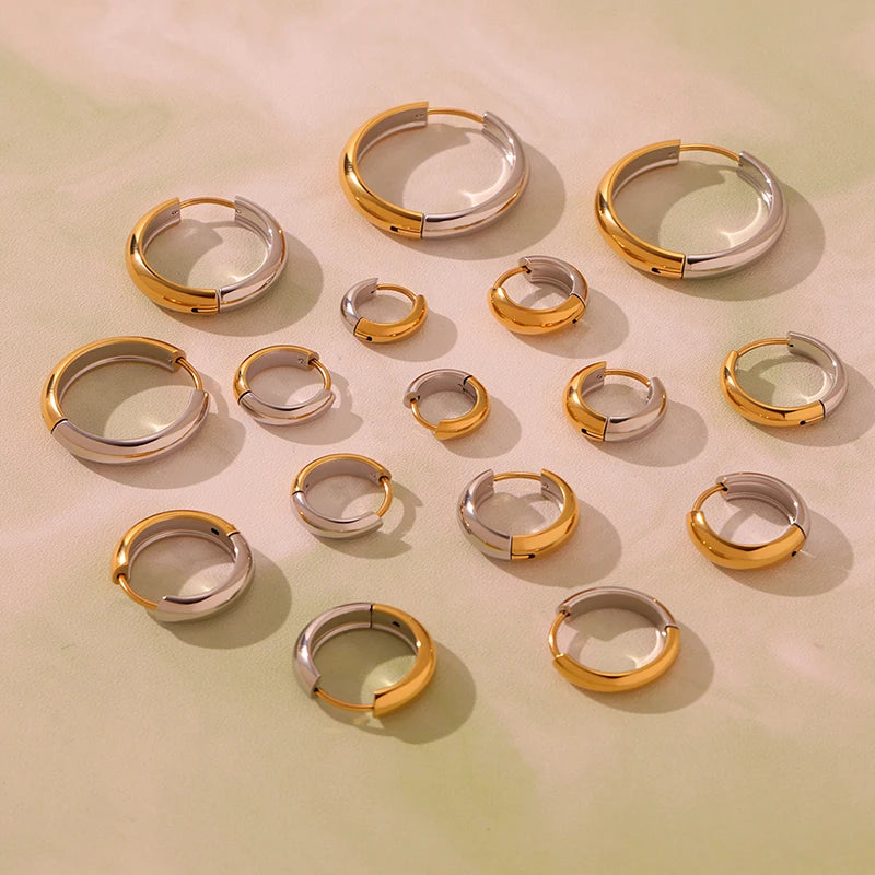 Nivora 18K Gold Plated Polished Smooth Women Hoop Earrings High Quality Stainless Steel Hypoallergenic Earring For Women Jewelry