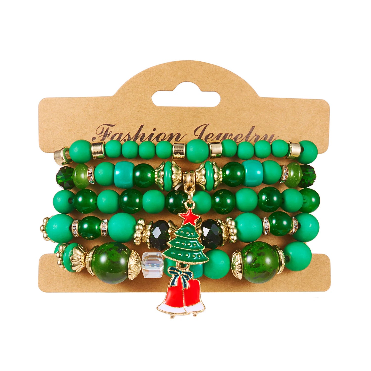 5 Pcs/Set Merry Christmas Santa Claus Xmas Tree Bracelet For Women Colorful Crystal Beads Snowflake Bracelets New Year Jewelry