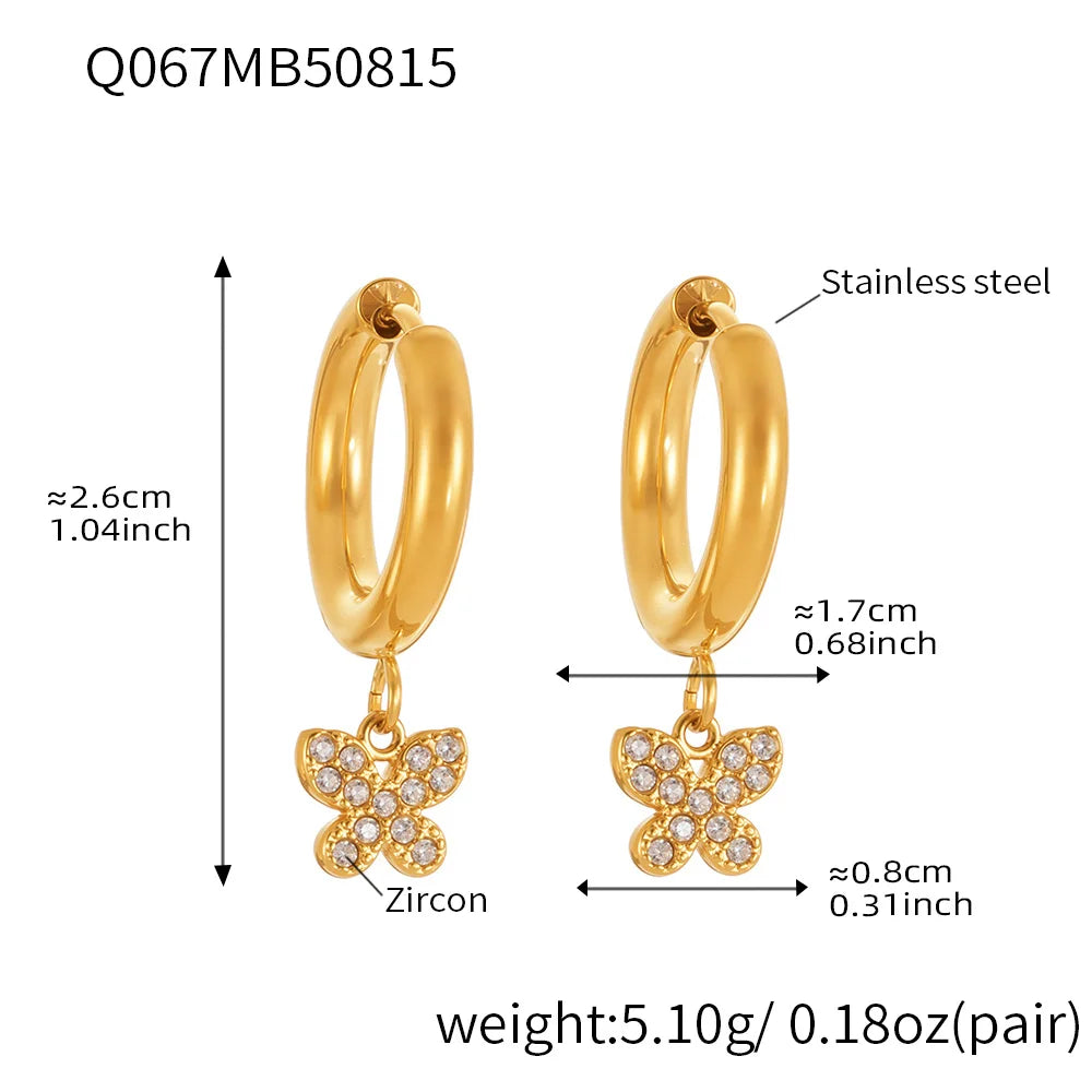 Nivora Excellent Stainless Steel Pendant Zircon Butterfly Dangle Earrings For Women Hypoallergenic Wedding Ear Earrings Jewelry