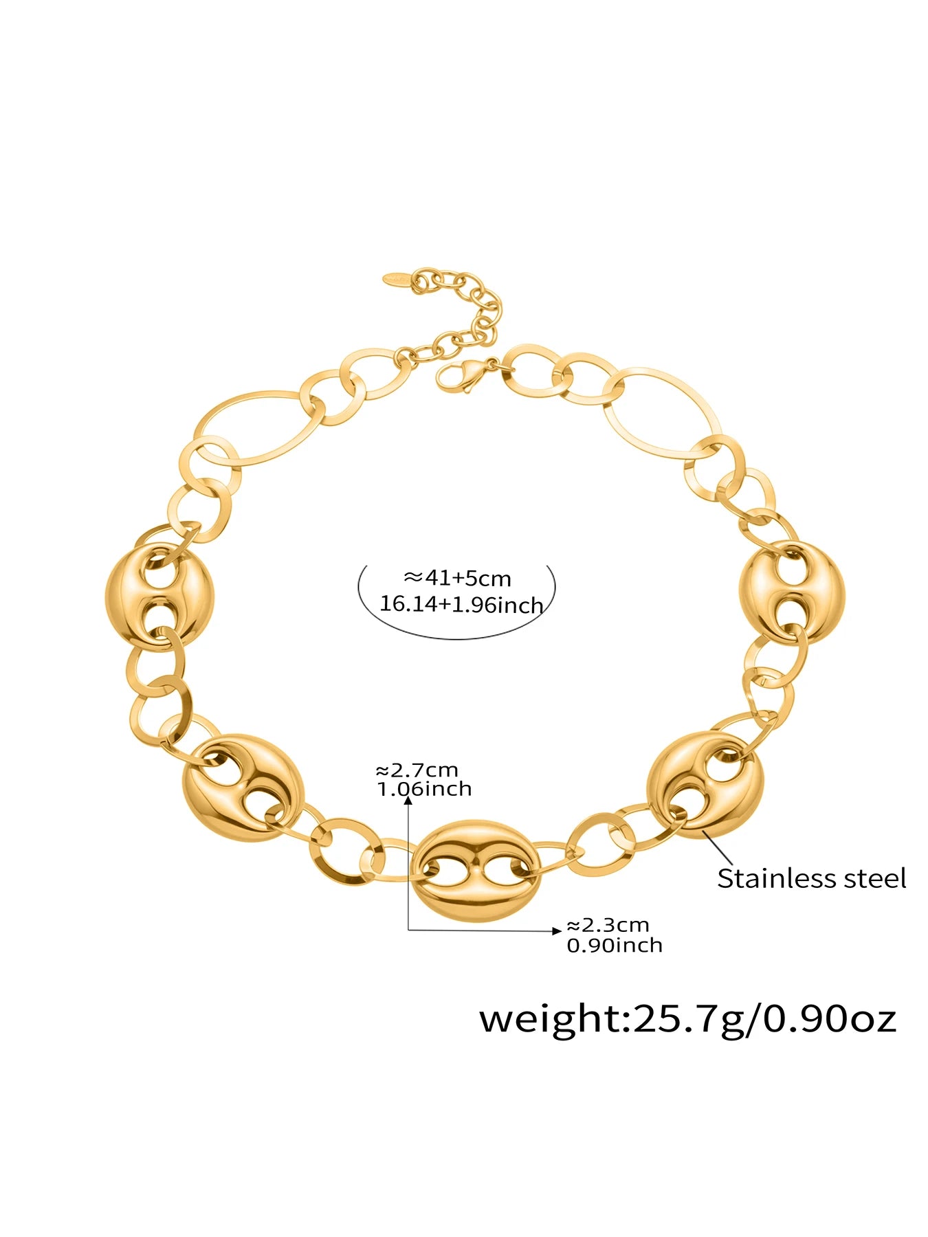 Nivora Popular Pig Nose Ring Chain Necklaces for Women Stainless Steel 18K PVD Gold Plated Charm Collar Choker Jewelry Gifts