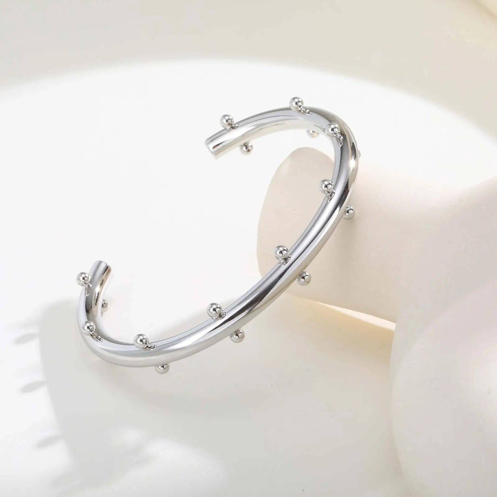 Luxury Stainless Steel Set Jewelry,Bangle Bracelet Finger Ring With Mini Balls for Women, Waterproof Charm Jewelry Gifts