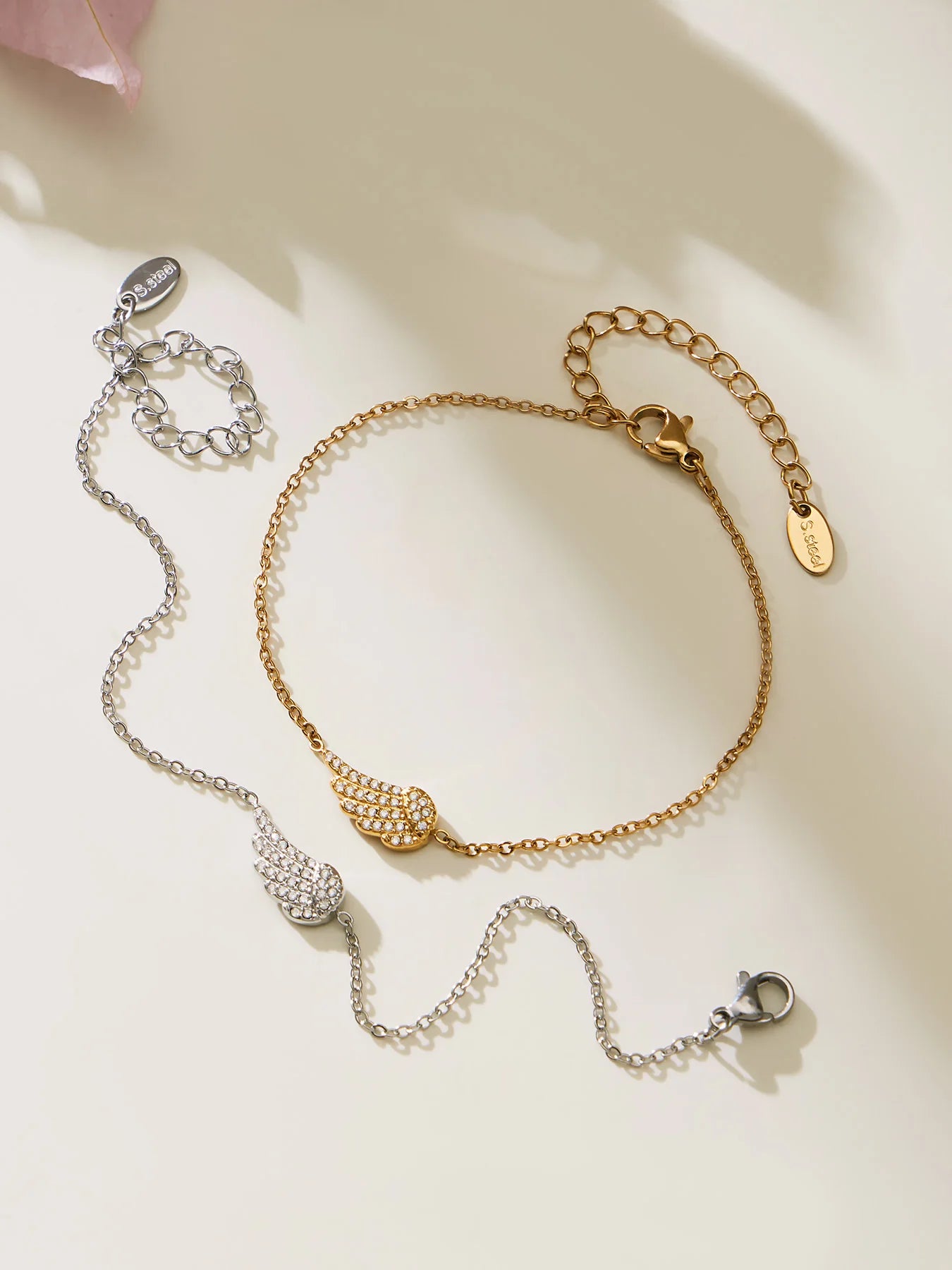 Nivora Wings Cubic Zirconia Pendant Chain Necklaces Bracelets Rings Earrings for Women Stainless Steel Wedding Banquet Jewelry