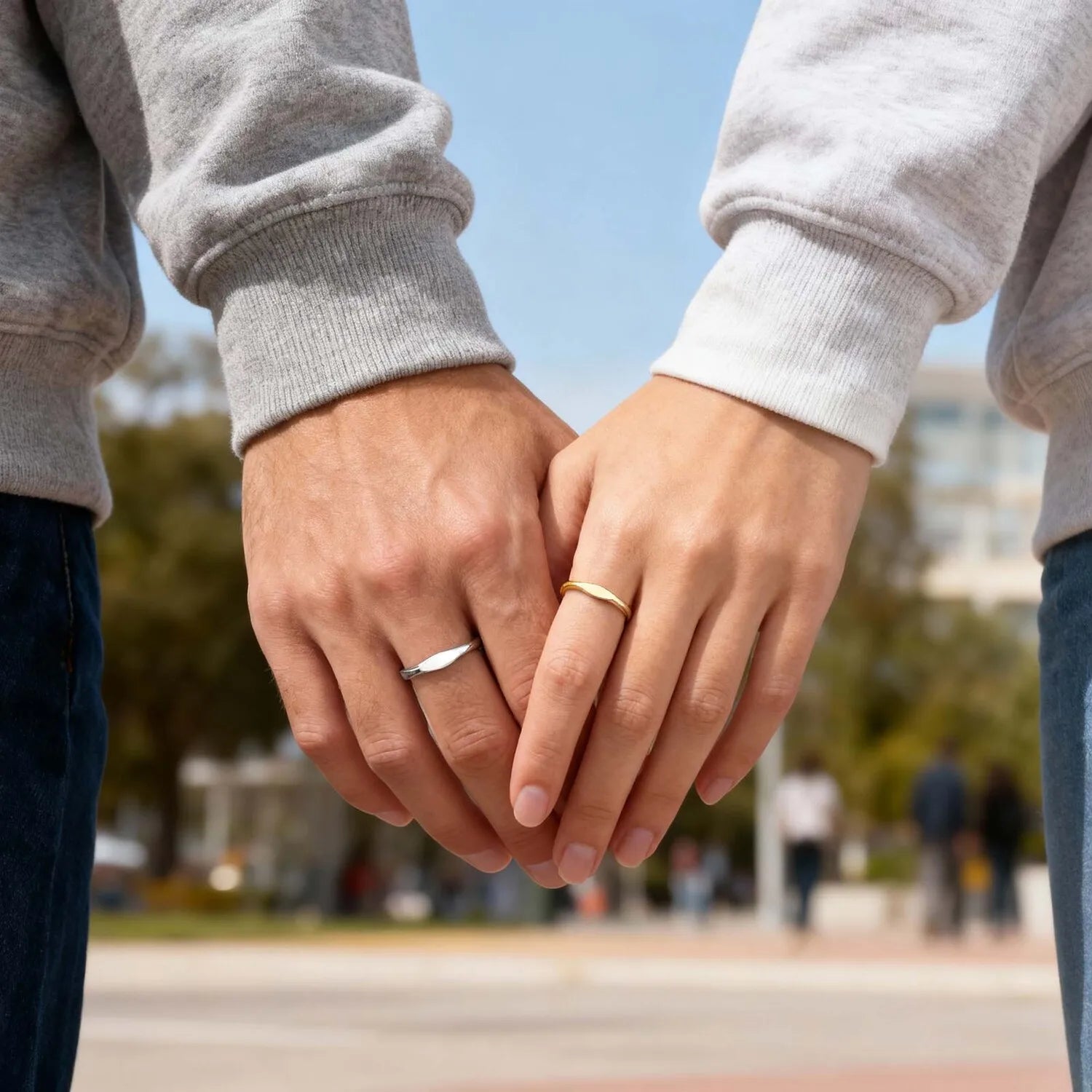 Geometry Slim Signet Rings for Women, Stainless Steel Finger Pinky Ring Gold Color, Wedding Band Party Gift