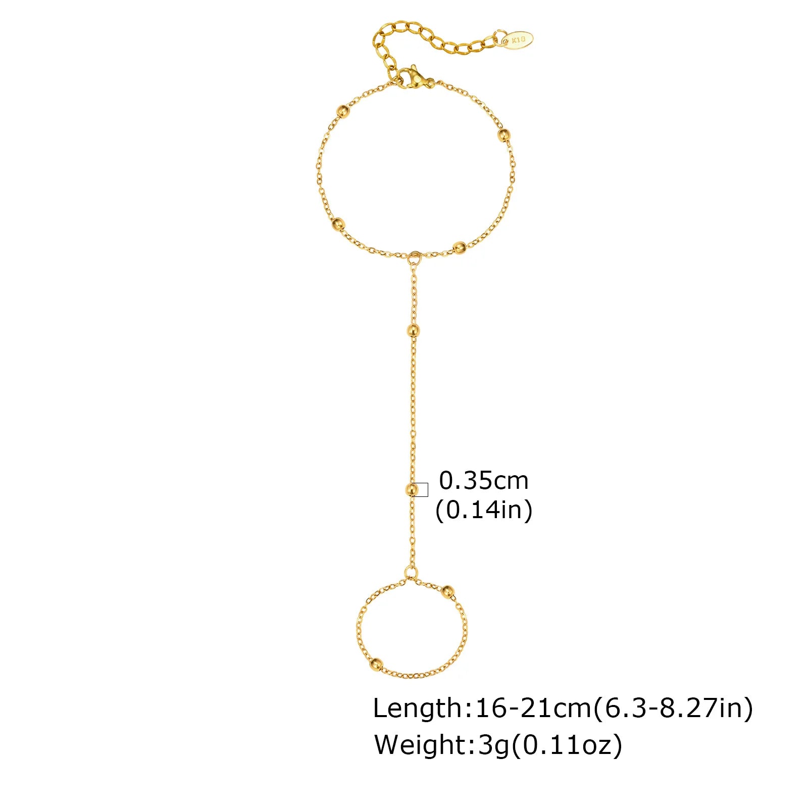 Stainless Steel Hand Chain Bracelet Ring for Women, 18k Gold Plated Bracelets Link Adjustable, Fashion Party Elegant Jewerlry