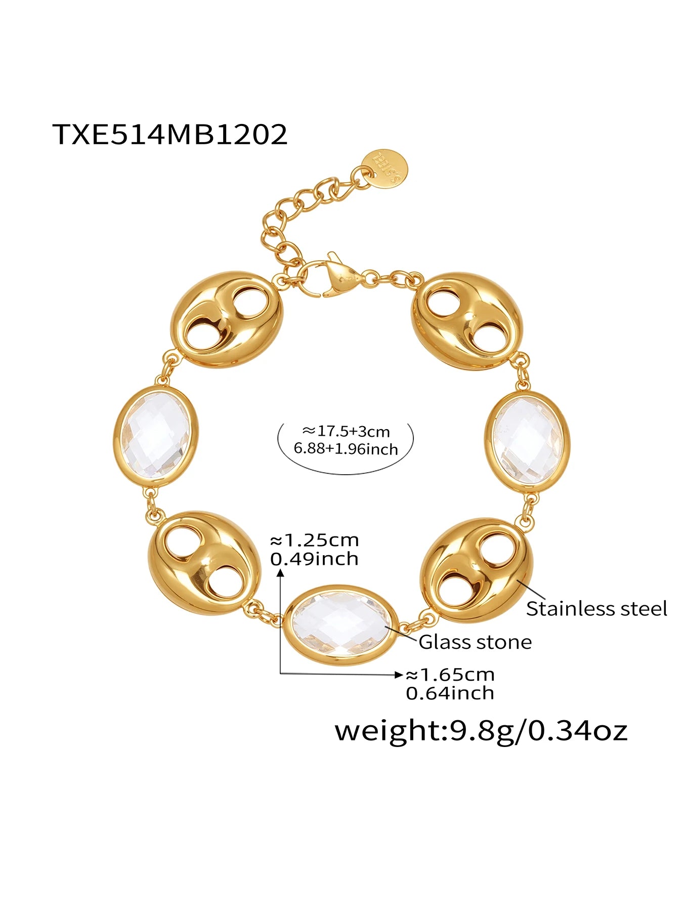 Nivora Excellent Colorful Glass Necklaces Bracelets For Women Stainless Steel Hollow Pig Nose Ring Chain Wedding Jewelry Sets