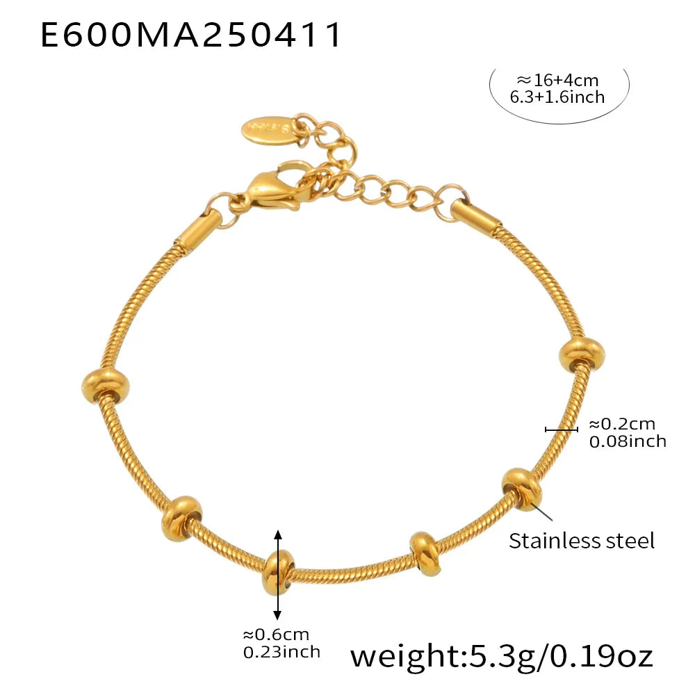 Nivora Cute Little Bear Pendant Heart Zircon Stainless Steel Snake Chian Bracelets For Women Gold Plated Charm Bracelet Jewelry