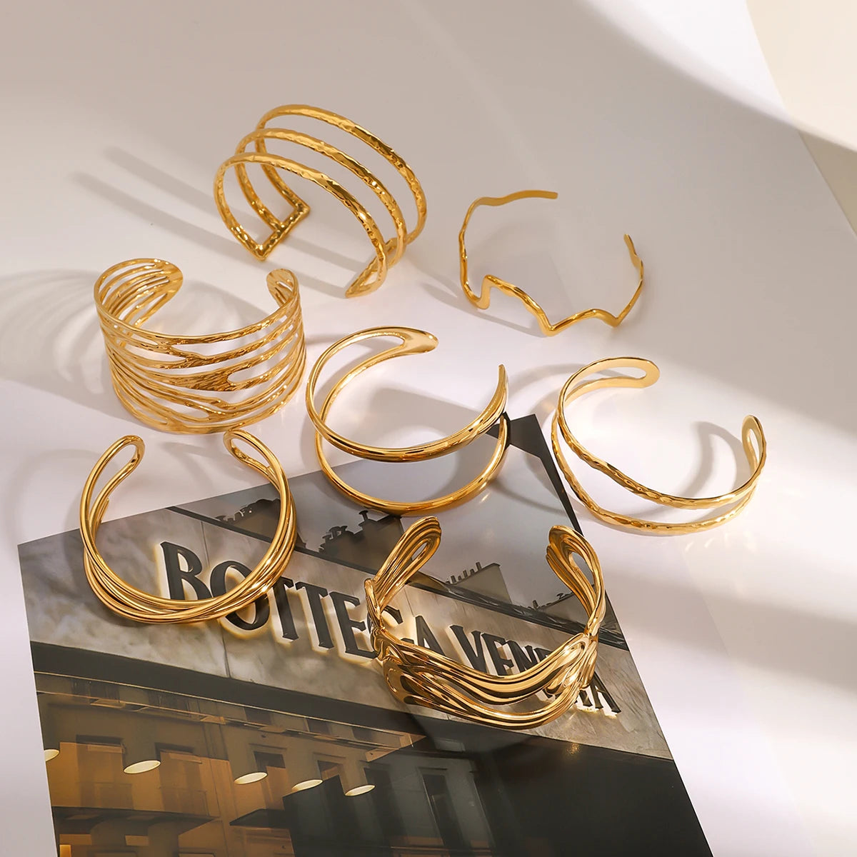 Uworld Fashion Handmade Hammered Stacking Bracelets Line Bangles Women's Jewelry Gift for Her