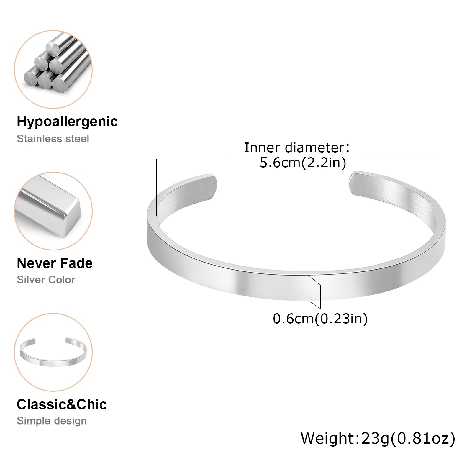 Stainless Steel ID Medical Bracelets with Medical LOGO, Autism Bracelets, Jewelry Gifts