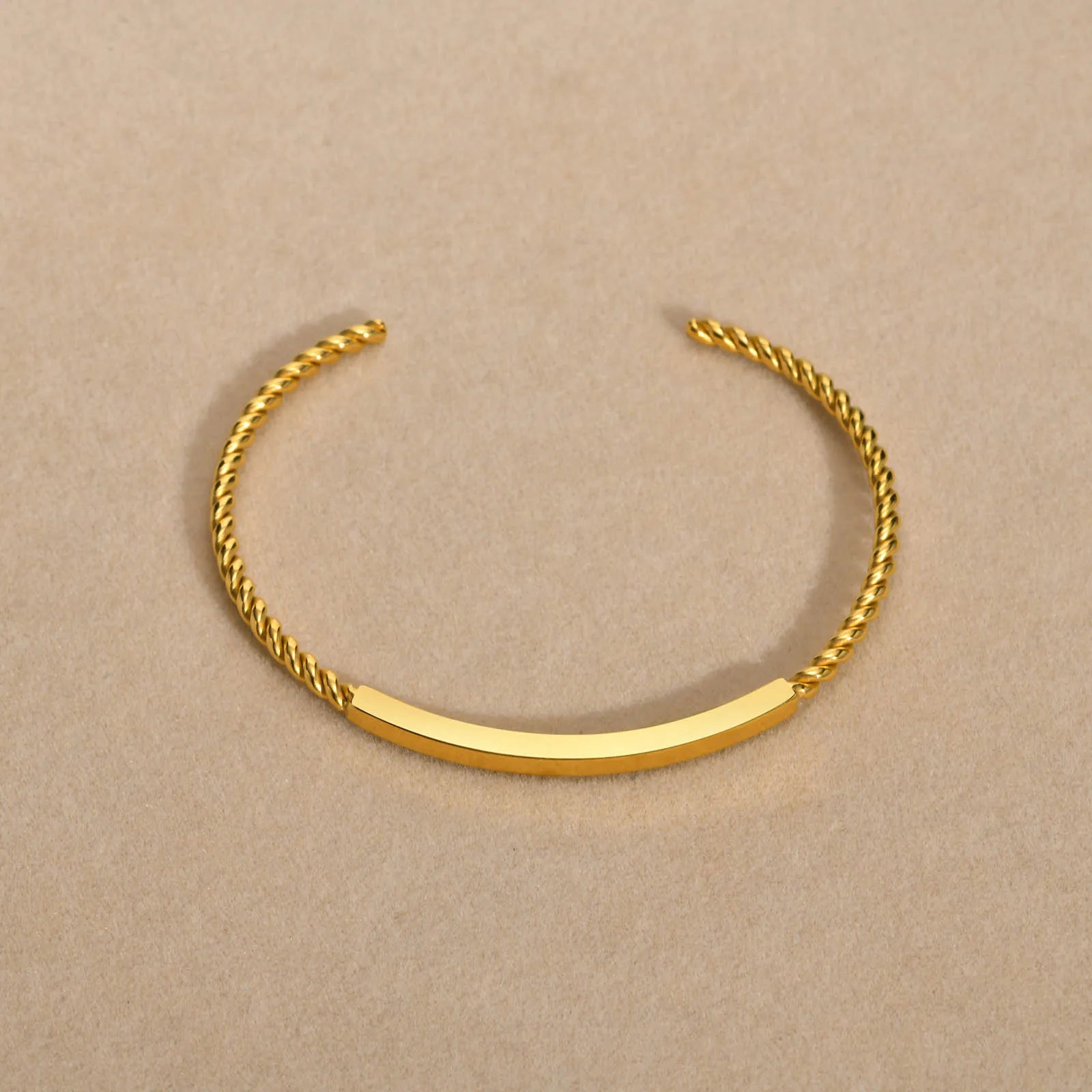 Women's Trendy Slim 3mm Cuff Bracelets Bangle, Gold Color Stainless Steel Bangle Stylish Twisted Rope Wristband Gift To Girls