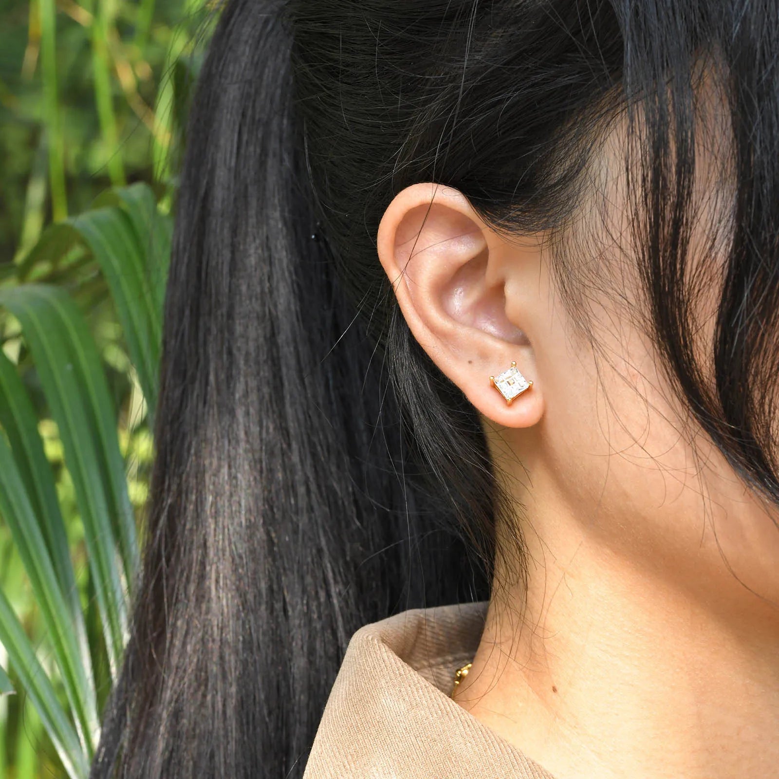 Trendy CZ Stone Metal Unisex Geometric Stud Earrings For Women Men, Luxury Bling AAA Cubic Zirconia Earring Ear Jewelry Gifts