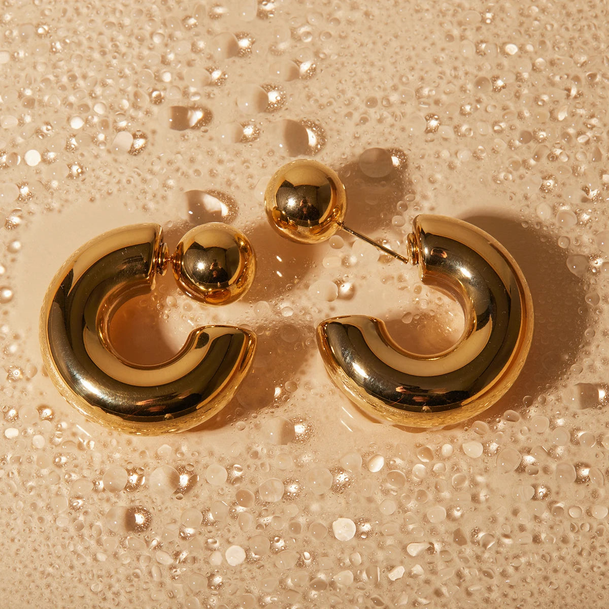 Uworld High Quality Shiny Metal C Shape Earrings Stainless Steel Waterproof Geometric ChunkySimple Fashion Jewelry for Women