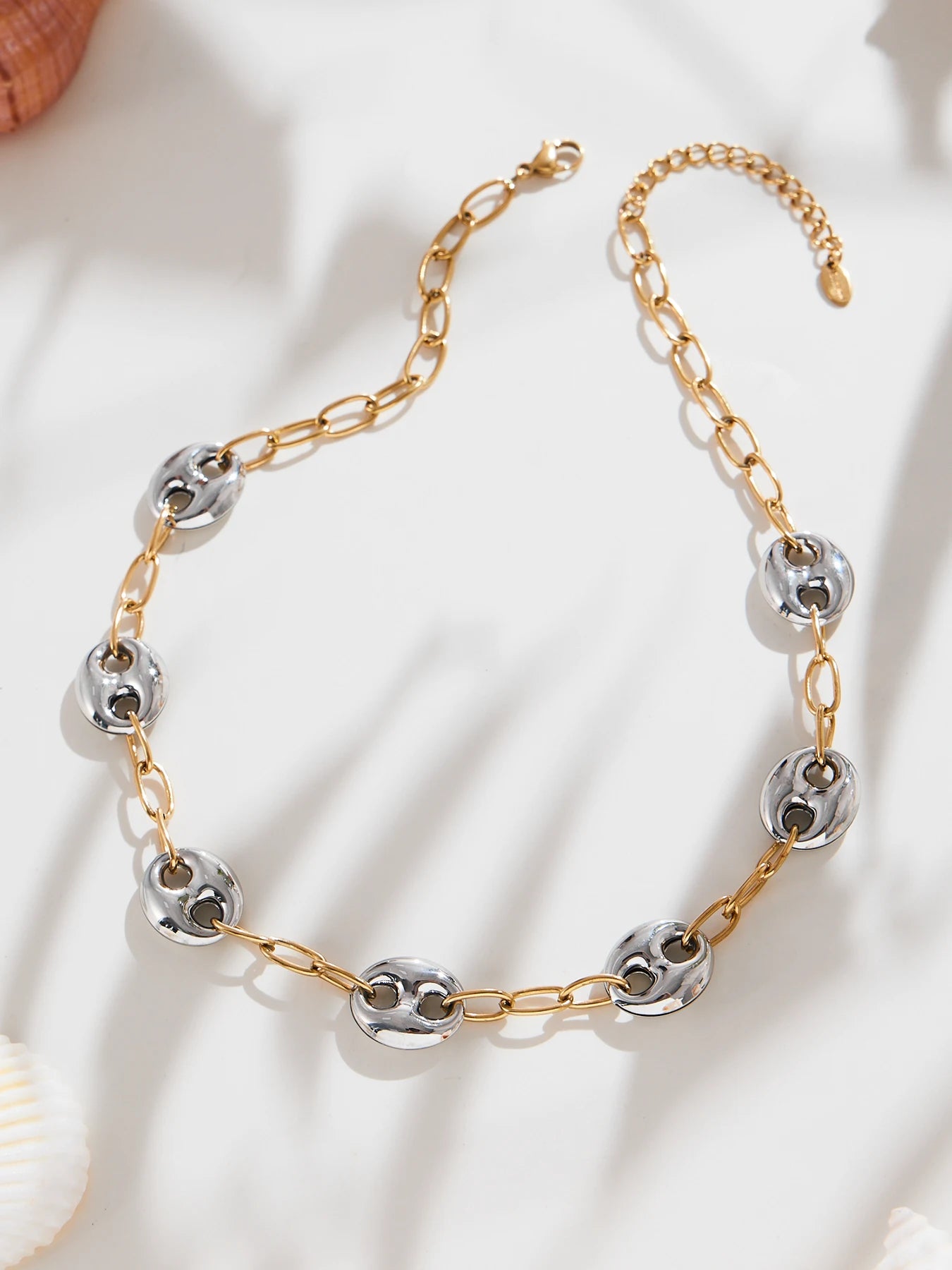 Nivora Popular Pig Nose Ring Chain Necklaces for Women Stainless Steel 18K PVD Gold Plated Charm Collar Choker Jewelry Gifts