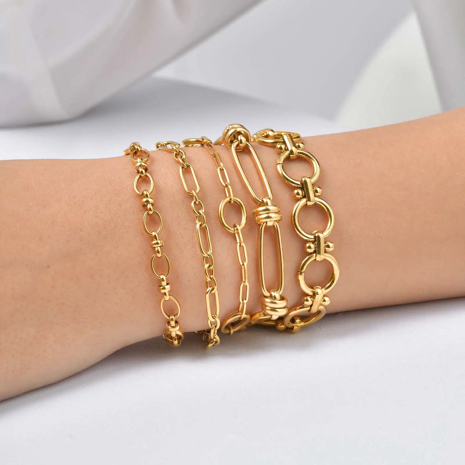 Fashion Paper Clip Chain Bracelet for Women,Stainless Steel Link Chain Bracelets,Trendy Geometric Handmade Chain Accessories