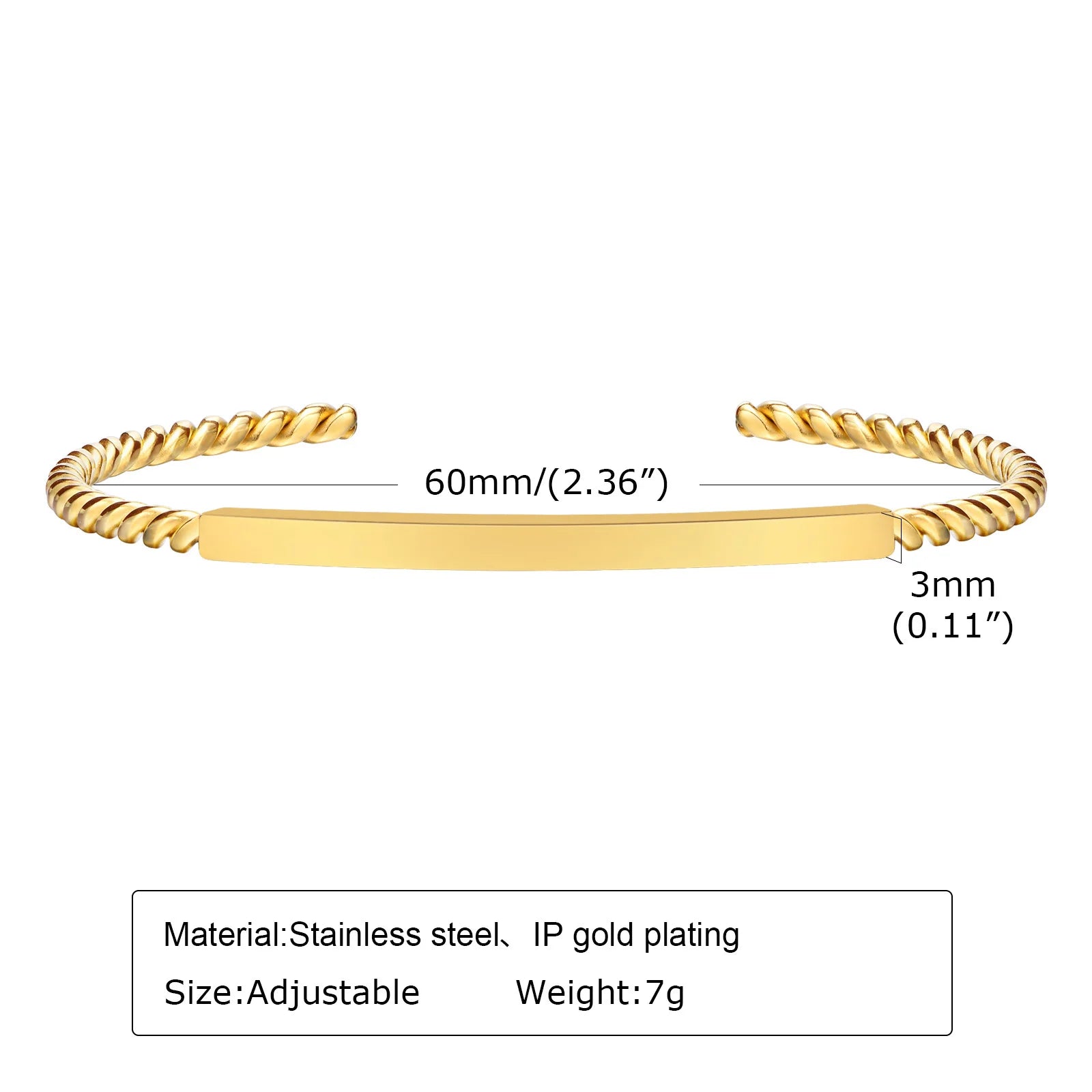 Women's Trendy Slim 3mm Cuff Bracelets Bangle, Gold Color Stainless Steel Bangle Stylish Twisted Rope Wristband Gift To Girls
