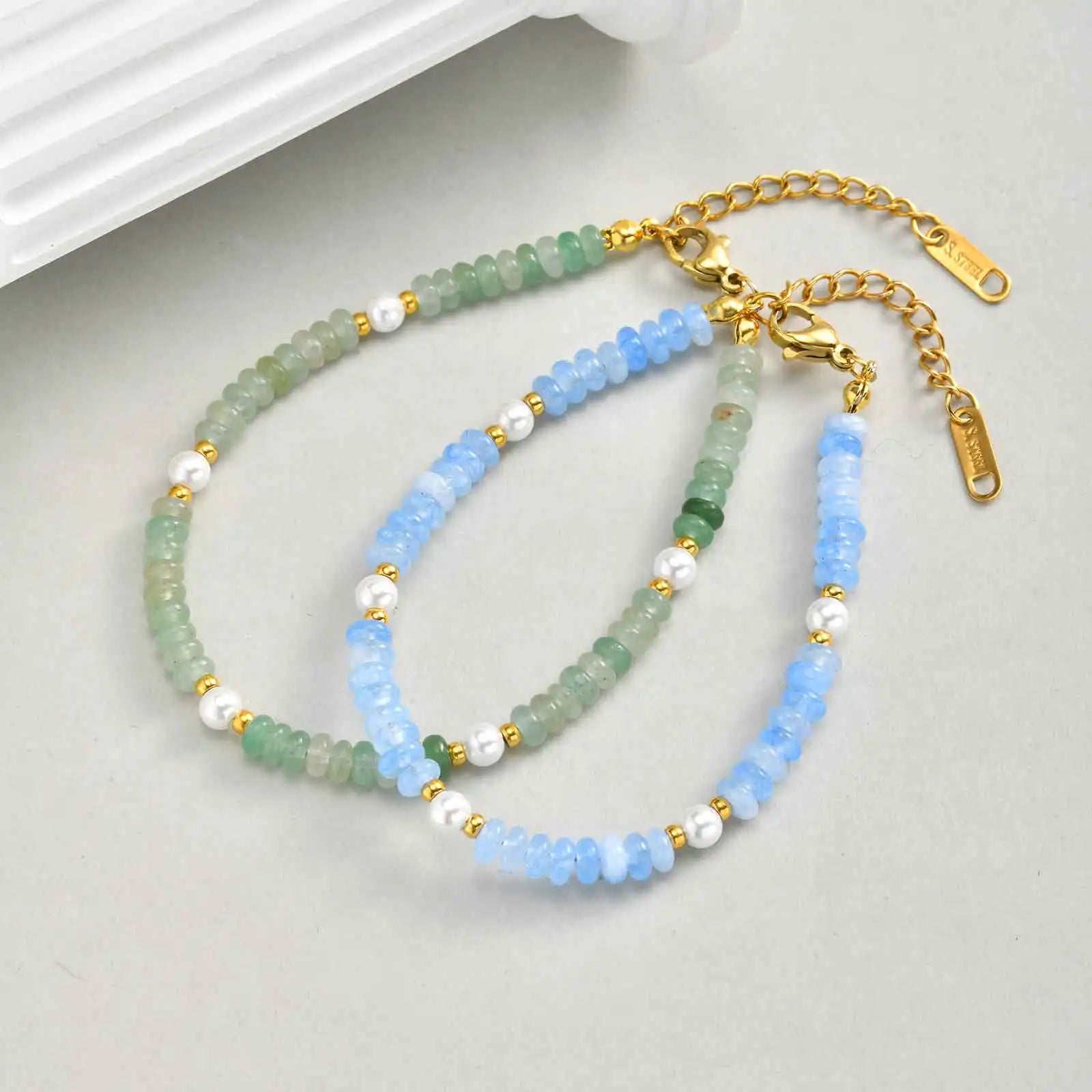 Colorful Crystal Heart-shaped Beaded Bracelet for Women,Gold Plated Stainless Steel Imitation Pearl Bracelets,Fashion Jewelry Gi