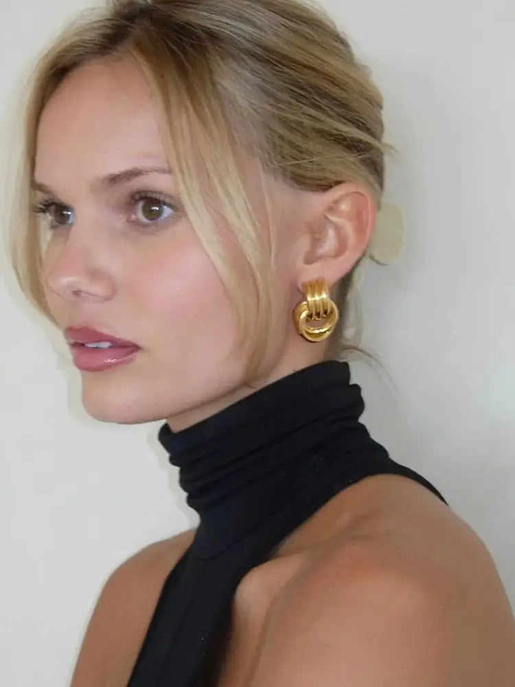 Uworld Best-Selling Waterproof 316L Stainless Steel Metal Geometric Personalized Daily Stud Earrings Gold Color Tarnish Jewelry