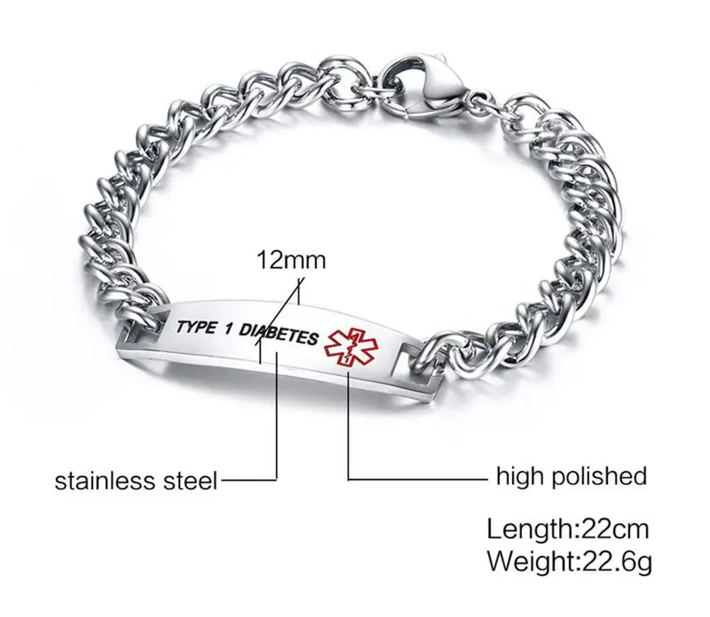 Stainless Steel ID Medical Bracelets with Medical LOGO, Autism Bracelets, Jewelry Gifts