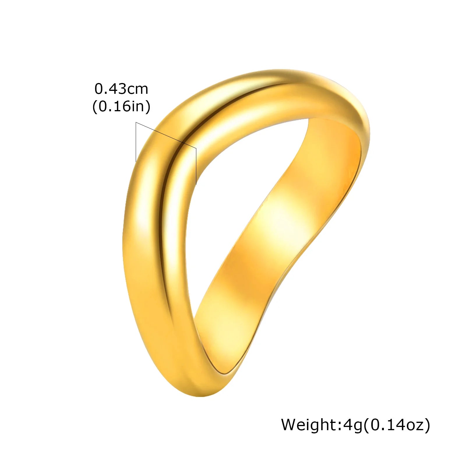 Geometric Minimalist Ring Gold Plated Stainless Steel, V Shap Stackable Ring for Women Gift