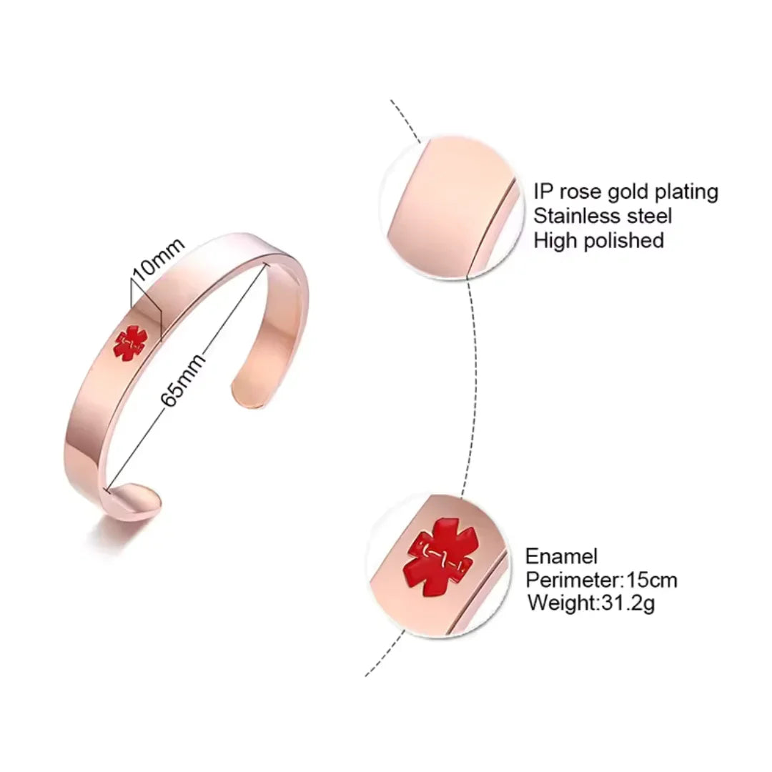 Stainless Steel ID Medical Bracelets with Medical LOGO, Autism Bracelets, Jewelry Gifts