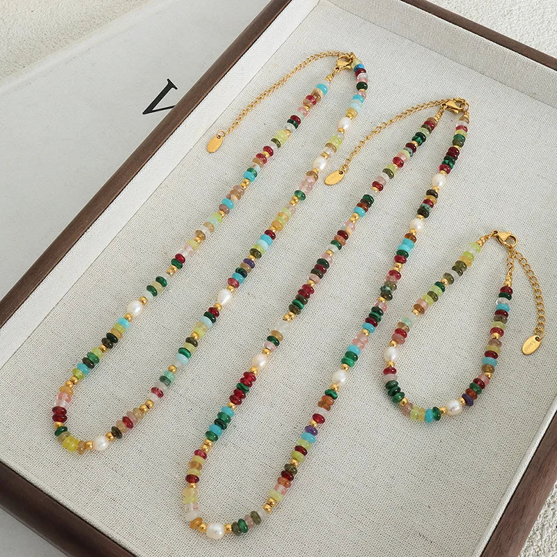 Nivora Irregular Freshwater Pearl Necklaces Bracelets For Women Stainless Steel Strand Beads Stone Choker Women Handmade Jewelry