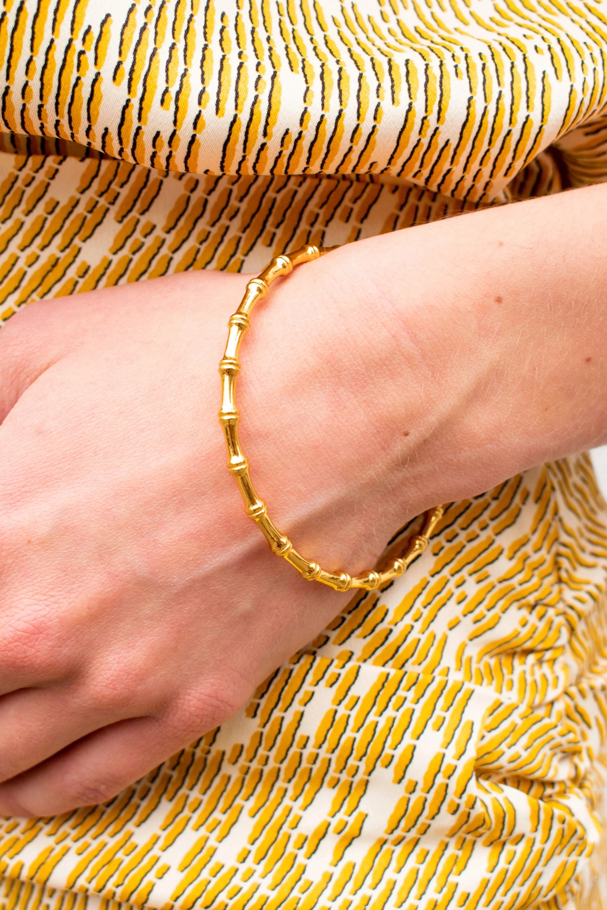 Uworld Minimalist 18k Gold Plated Stainless Steel Bracelets Jewelry Waterproof Bamboo Bangles Gift for Her Jewelry Man