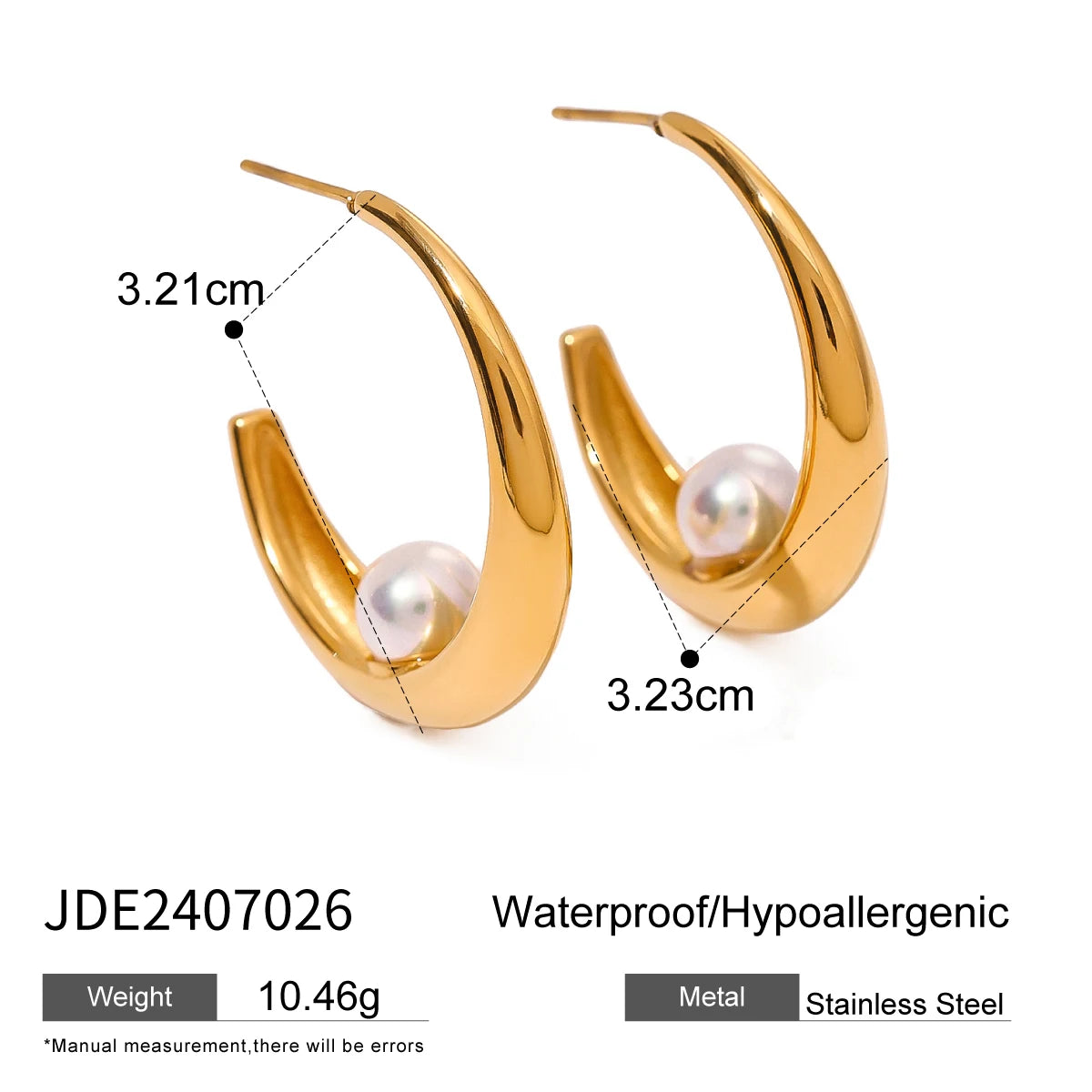 Uworld Stainless Steel 18k Gold Platinum PVD Plated Shell Pearl Dynamism Earrings Daily Finger Jewelry Bijoux for Women