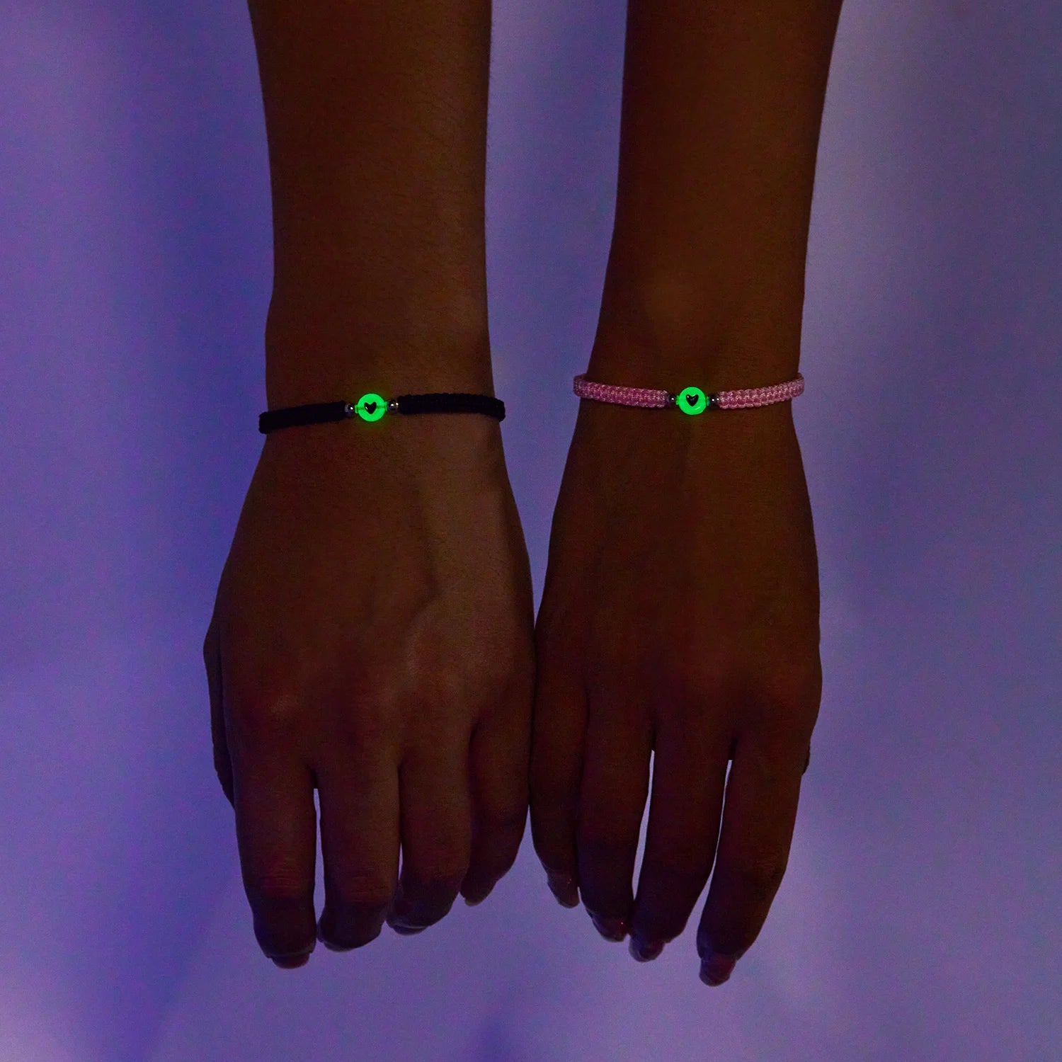 2Pcs Luminous Love Heart Couple Bracelet Handmade Braided Rope Matching Bracelets Lover Friendship Valentine's Day Jewelry Gifts