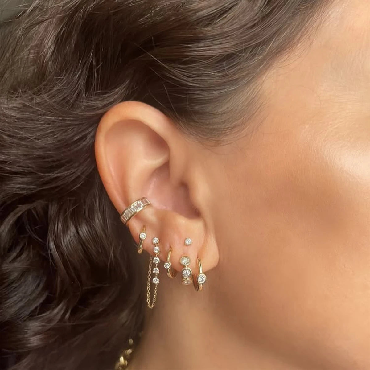 Uworld Minimalist Biata Ear Cuff Zircon Earclip Stainless Steel Stackable Earrings Adjustable for Daily Women's Wear Gifts for H