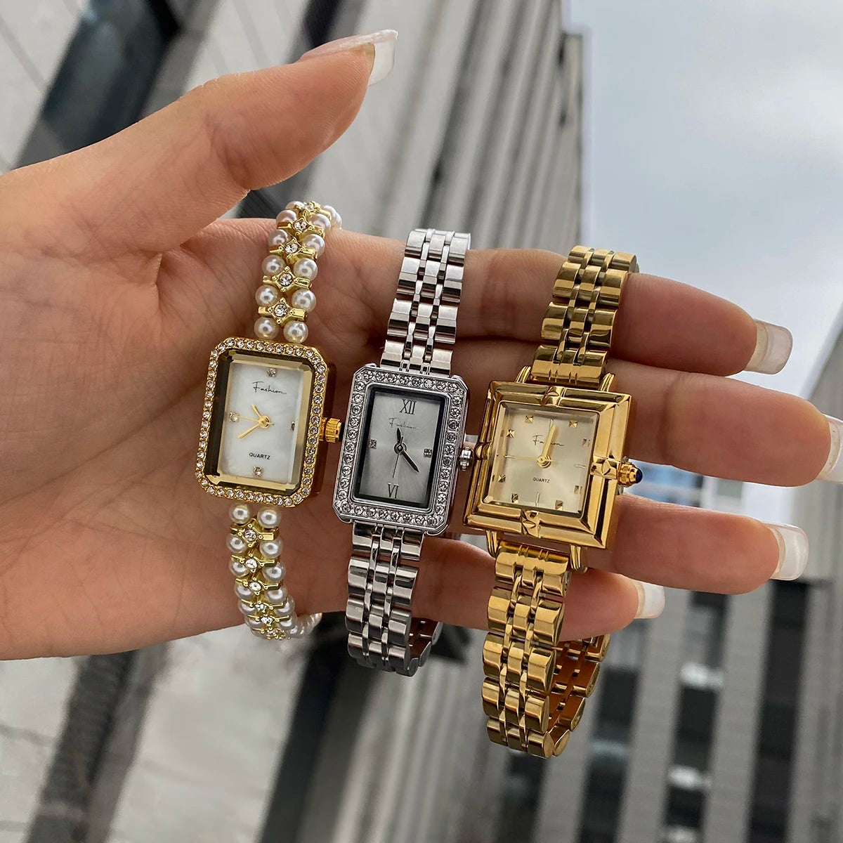 Uworld Retro Stainless Steel Waterproof Square Bracelet Basic Bracelet Stackable Bracelet Irregular Women's Jewelry Gift for Her