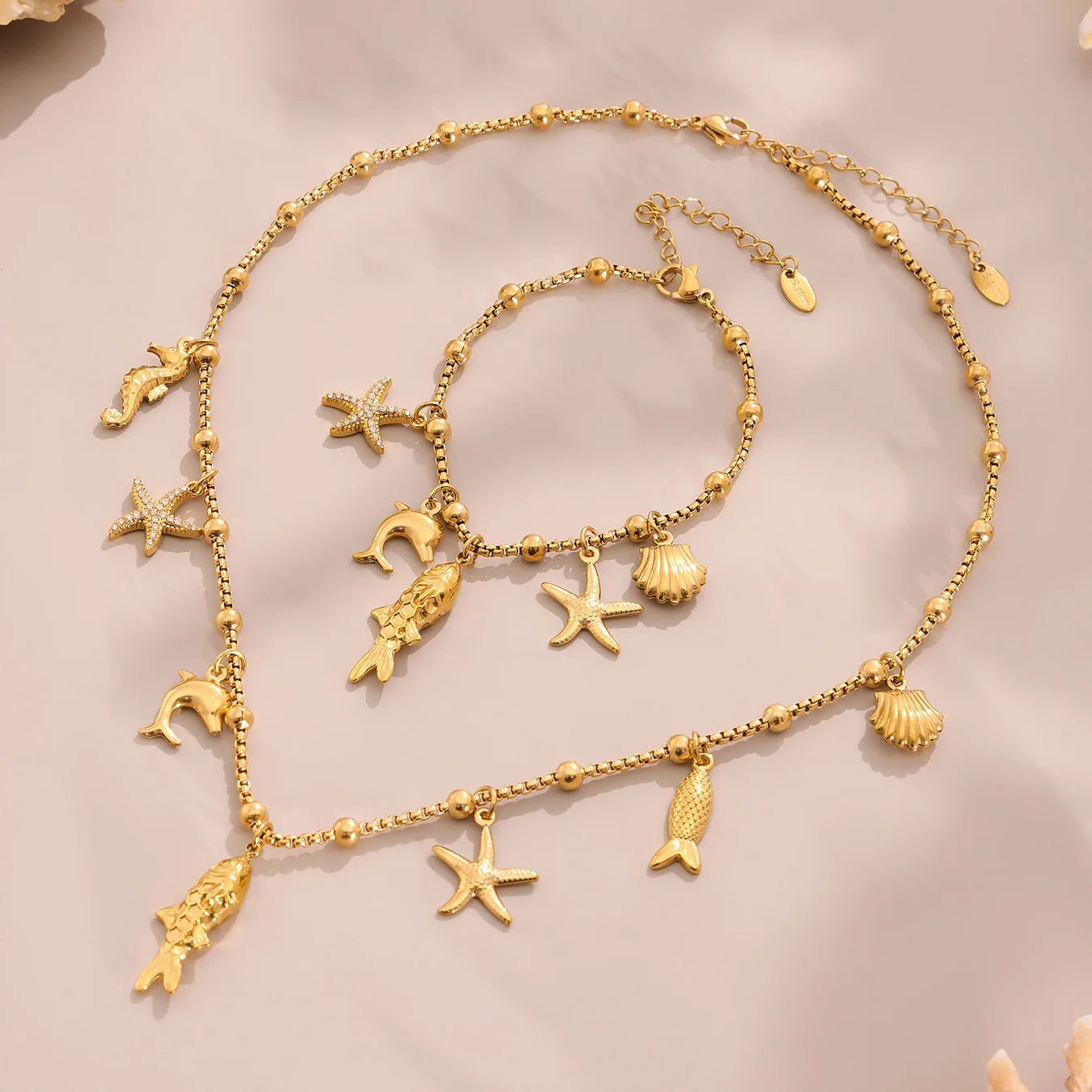 Nivora Distinctive Stainless Steel Heart Flower Little Bear Pendant Necklaces Bracelets For Women Wedding Jewelry Sets Gift