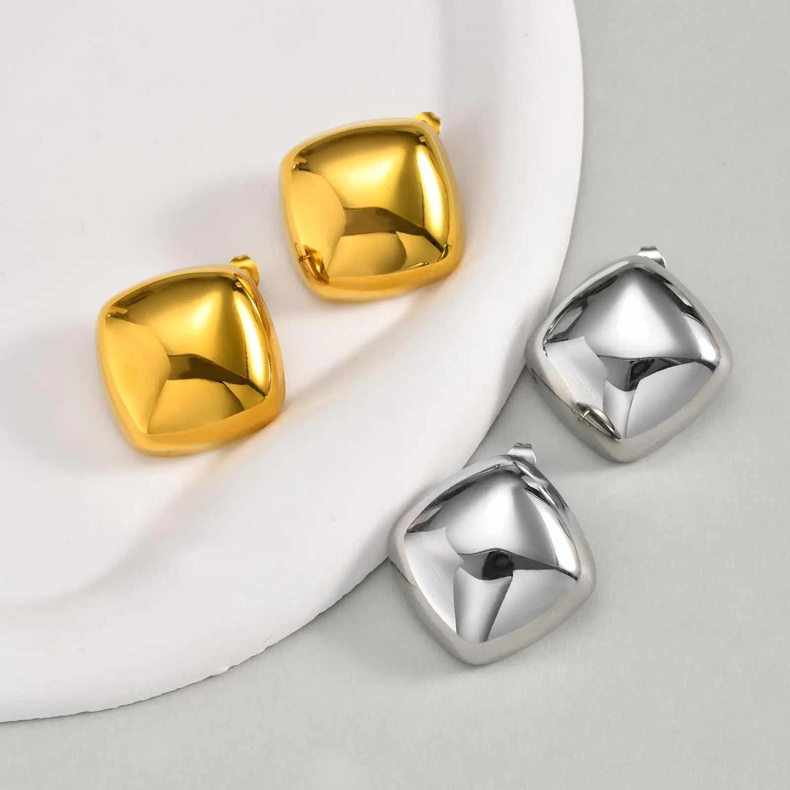 High Quality Geometric Stud Earrings for Women,Stainless Steel Smooth Square Earrings,Fashion Jewelry Mother's Day Gift